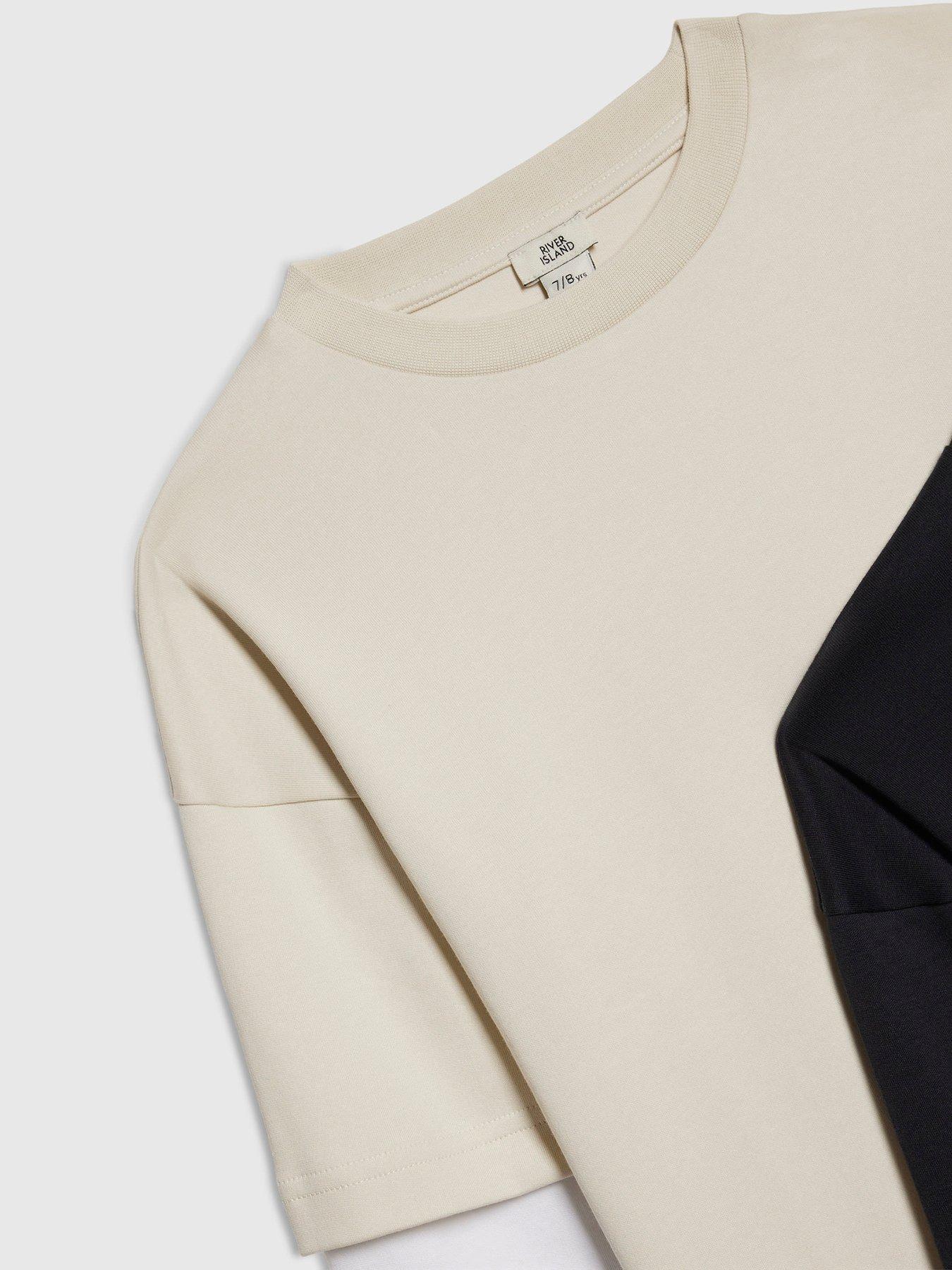 Image 4 of 4 of River Island Boys Ri Double Layer T-shirt Pack Of 2 - Beige