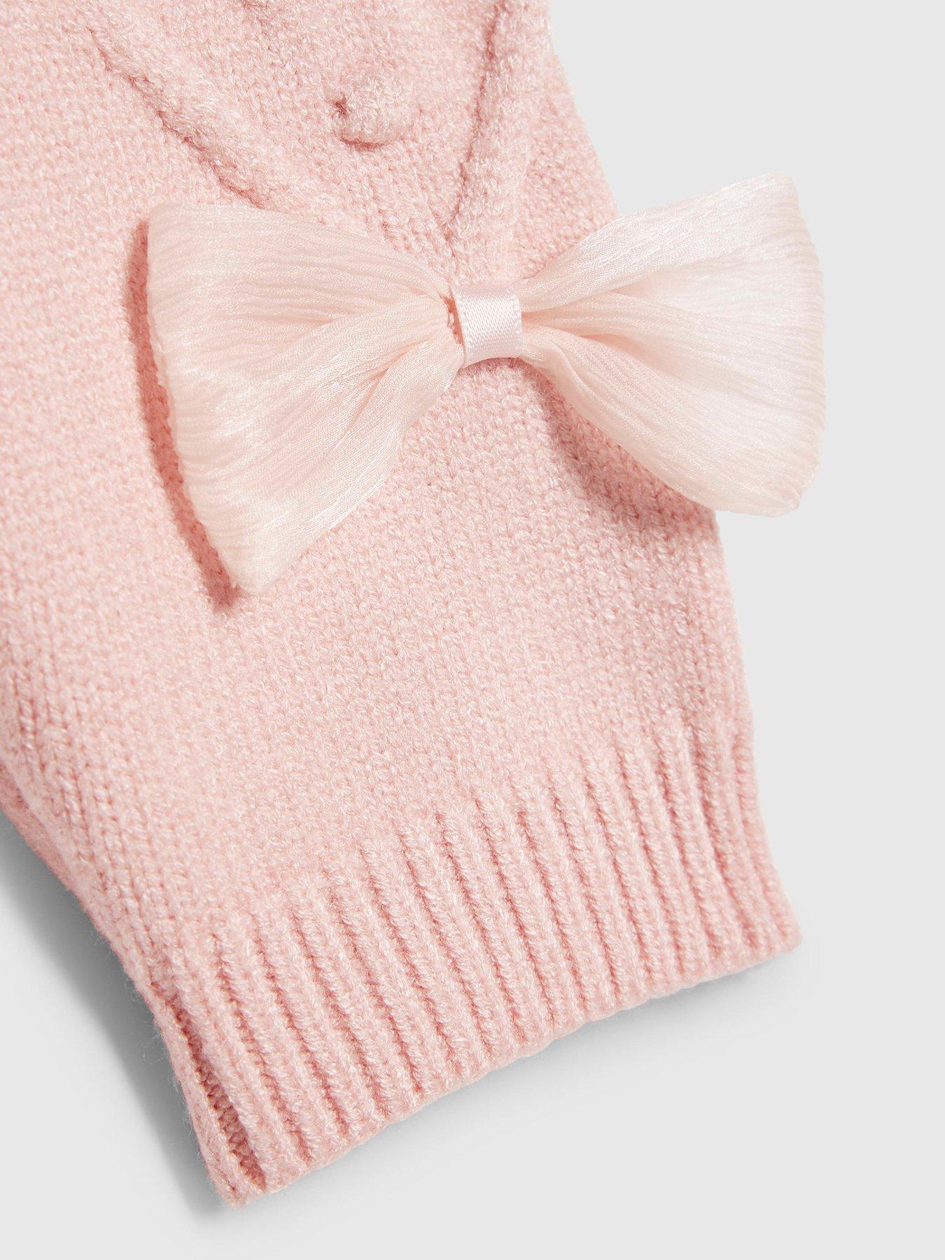 Image 4 of 5 of River Island Baby Baby Bow Tulle Knit Jumper Set - Pink