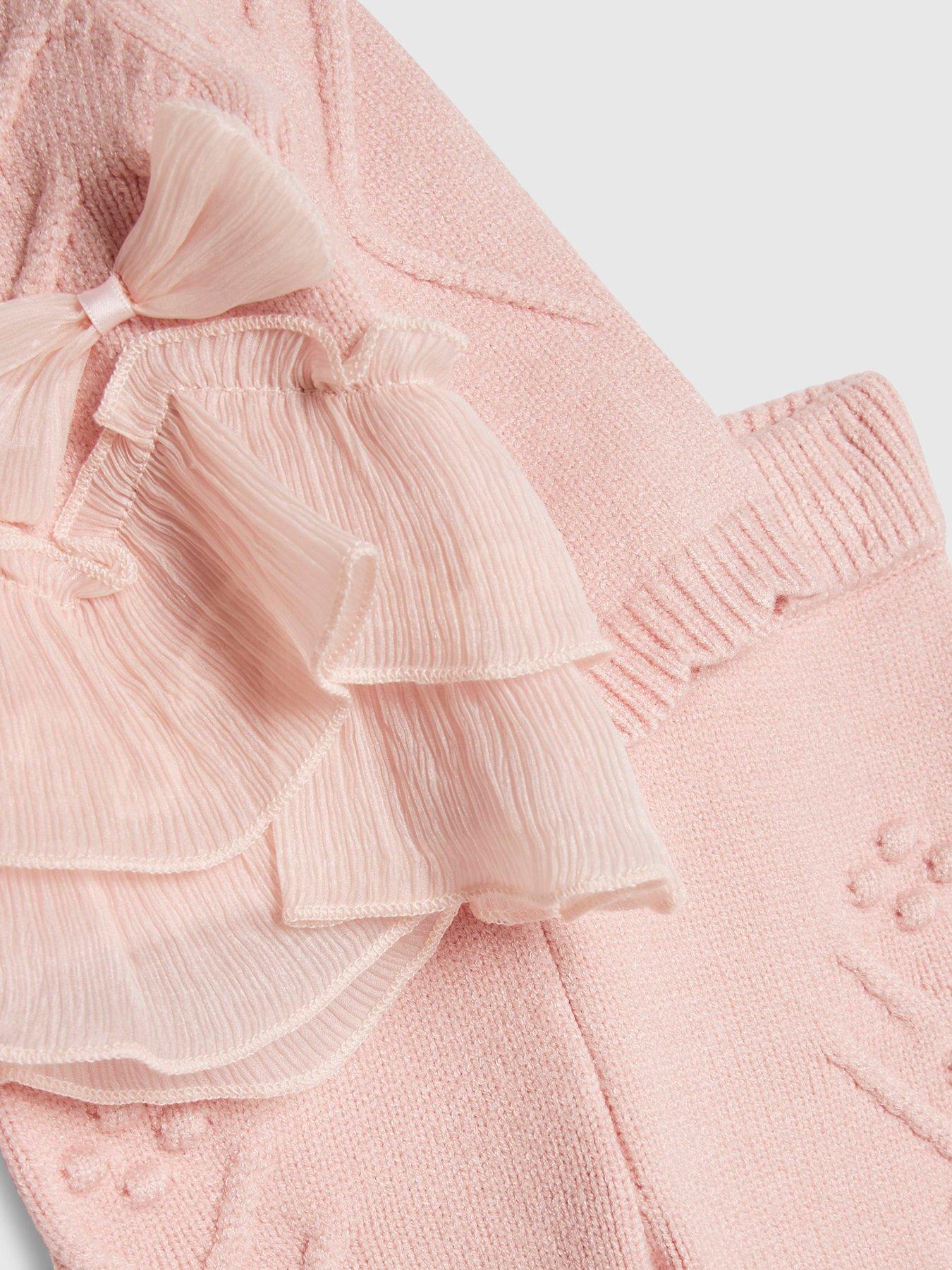Image 5 of 5 of River Island Baby Baby Bow Tulle Knit Jumper Set - Pink