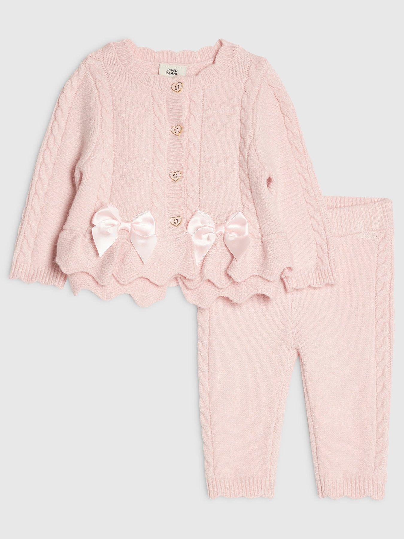 River Island Baby Girls Bow Tulle Knit Cardigan Set - Pink