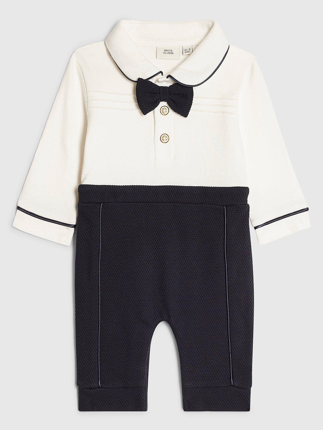 River Island Baby Baby Boys Bow Tie Top And Trousers Set - Navy