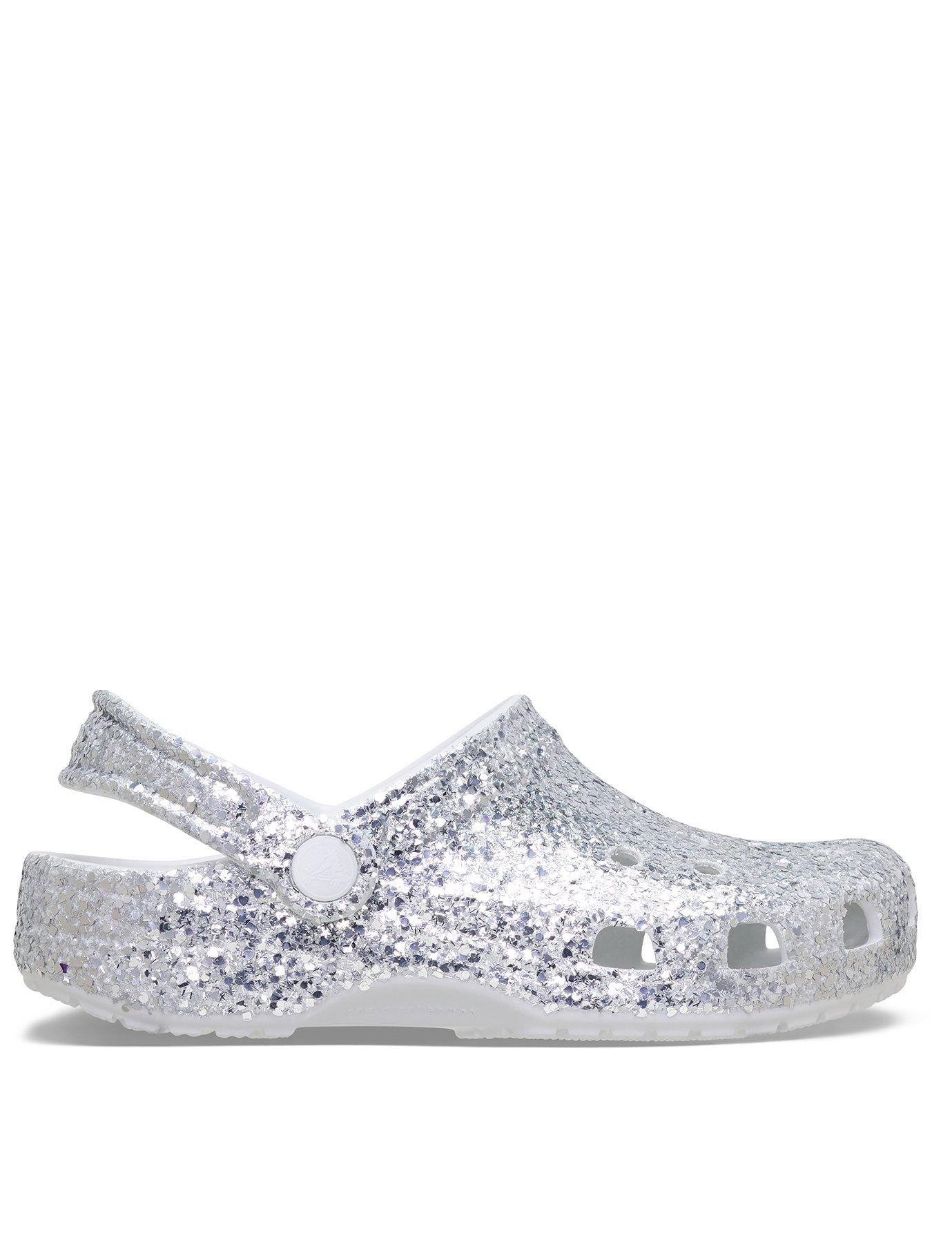 Image 1 of 6 of Crocs Junior Classic Dazzle Glitter Clog - Silver