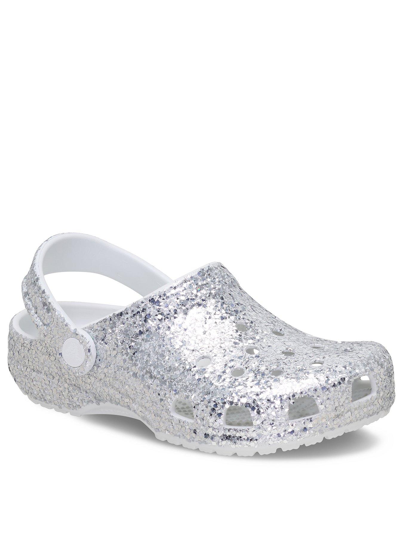 Image 2 of 6 of Crocs Junior Classic Dazzle Glitter Clog - Silver