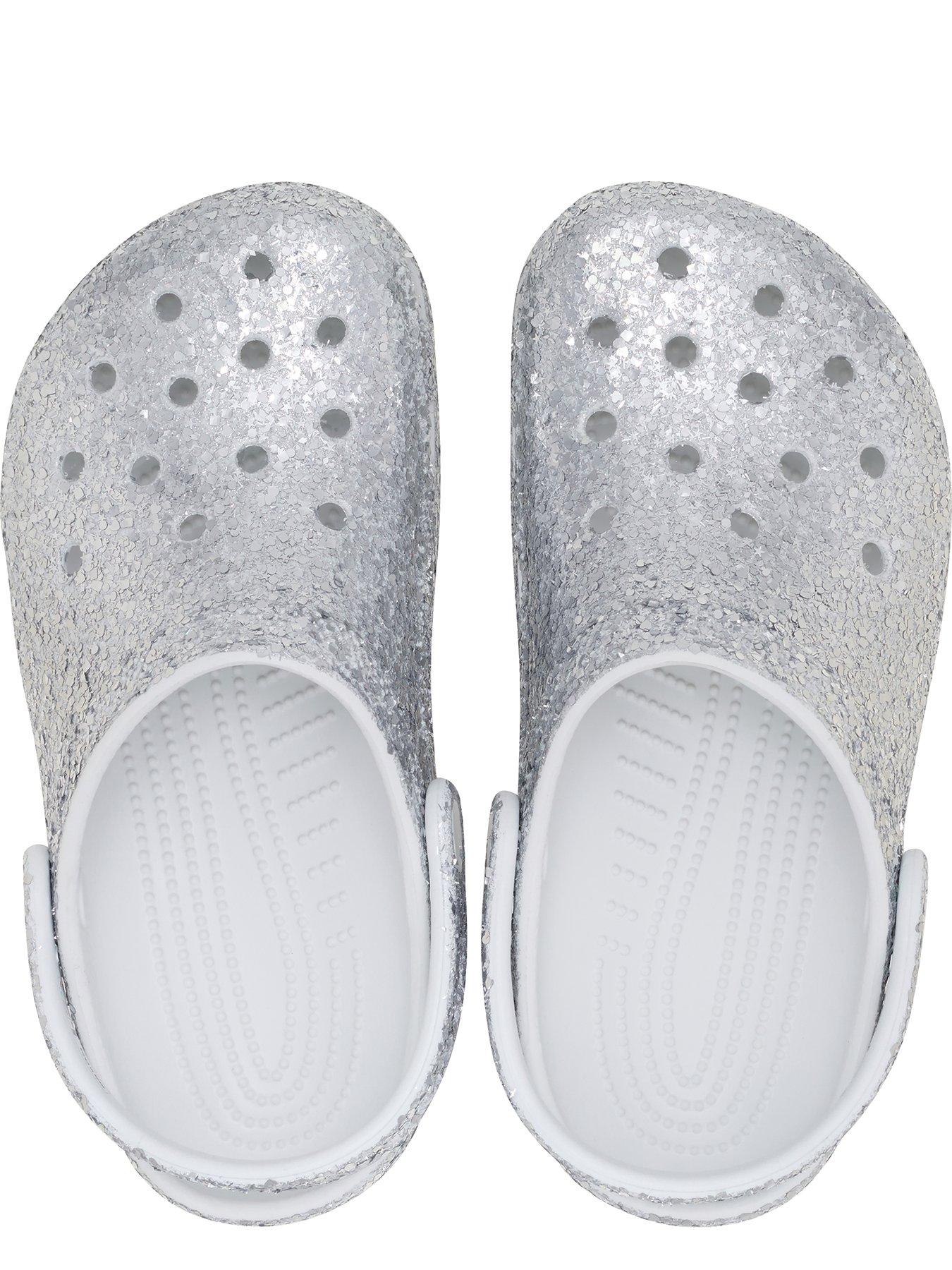 Image 4 of 6 of Crocs Junior Classic Dazzle Glitter Clog - Silver