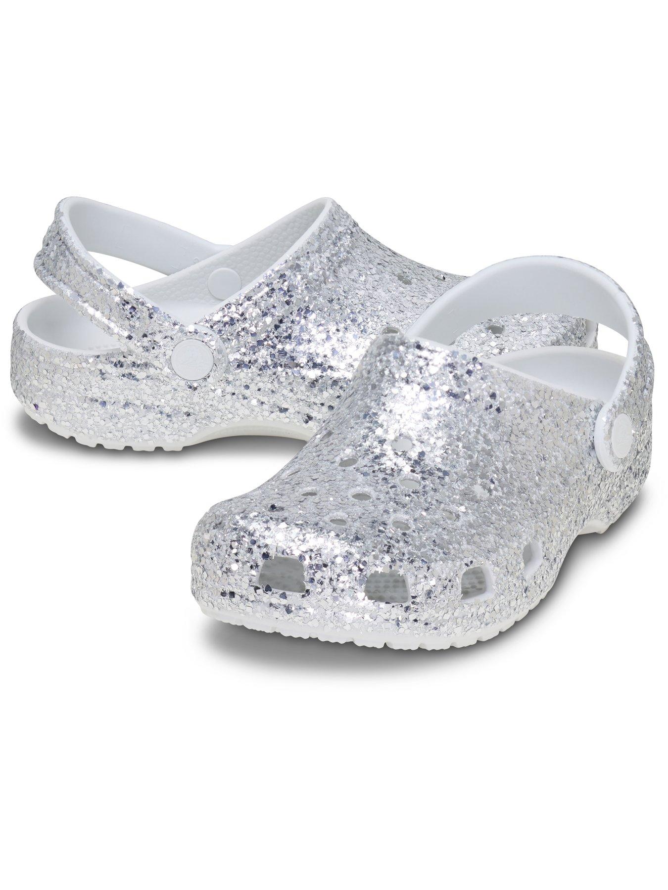 Image 6 of 6 of Crocs Junior Classic Dazzle Glitter Clog - Silver
