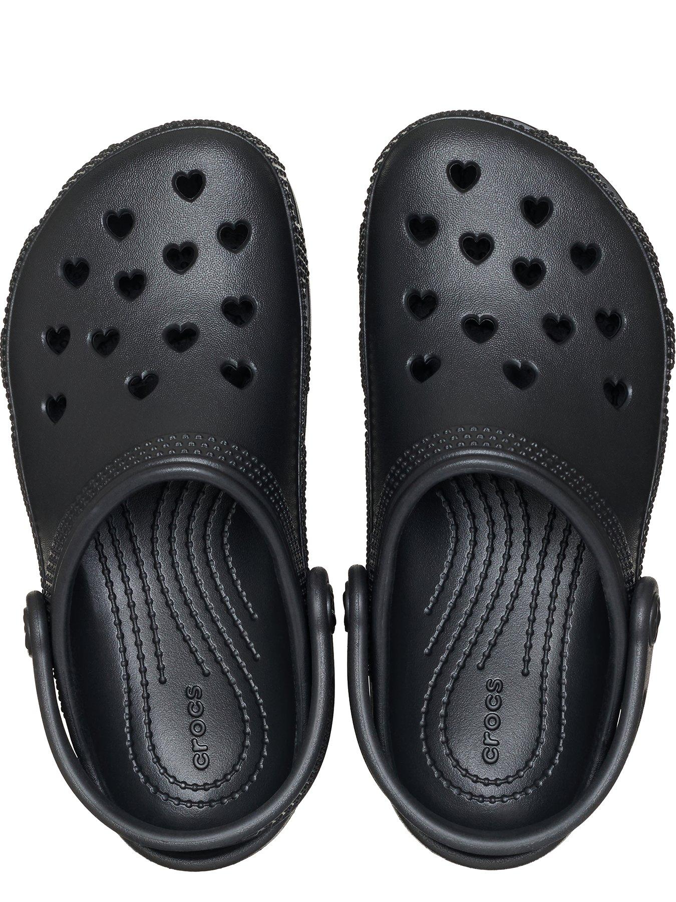 Image 4 of 6 of Crocs Junior Classic Hearts Cut Out Clog - Black