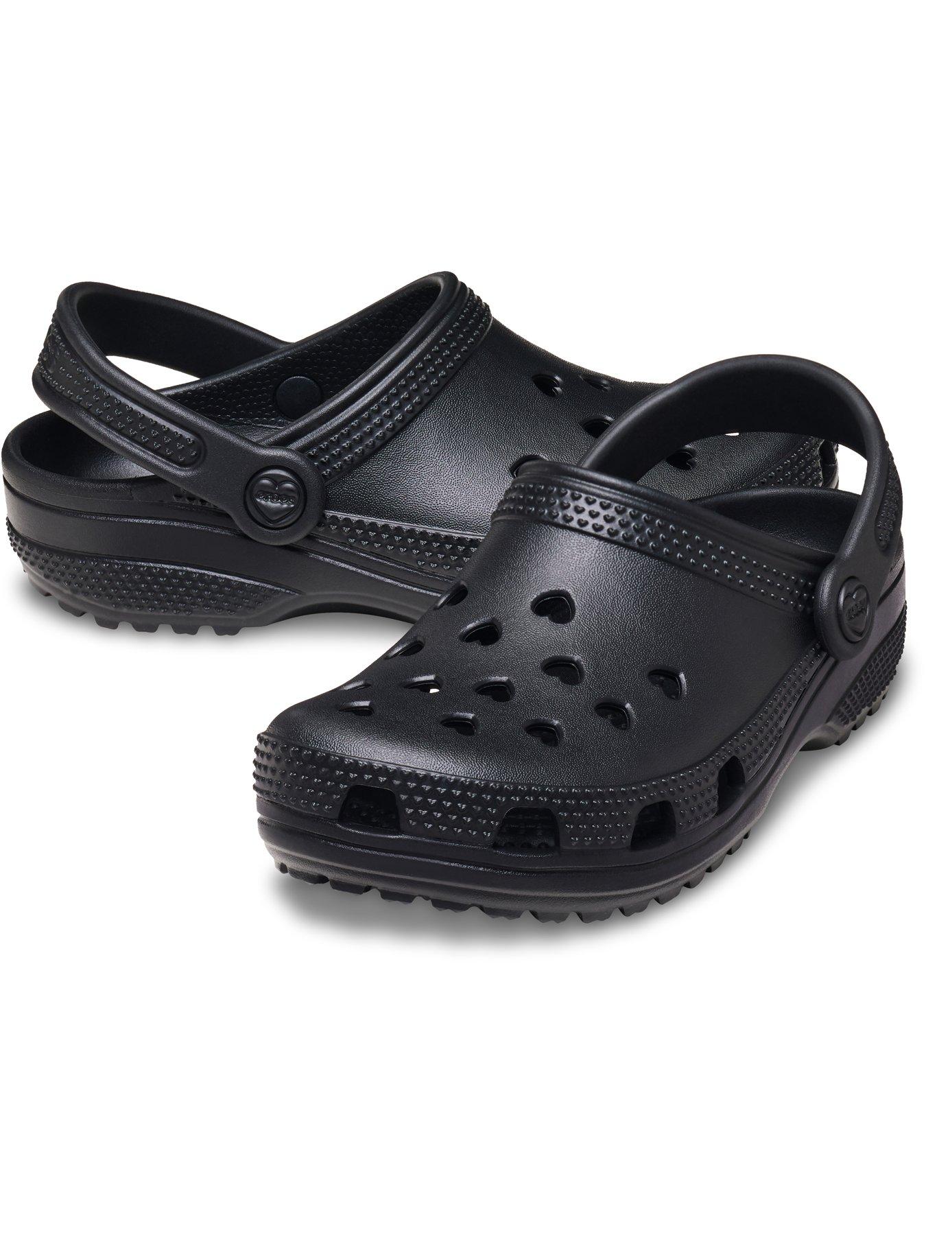 Image 6 of 6 of Crocs Junior Classic Hearts Cut Out Clog - Black