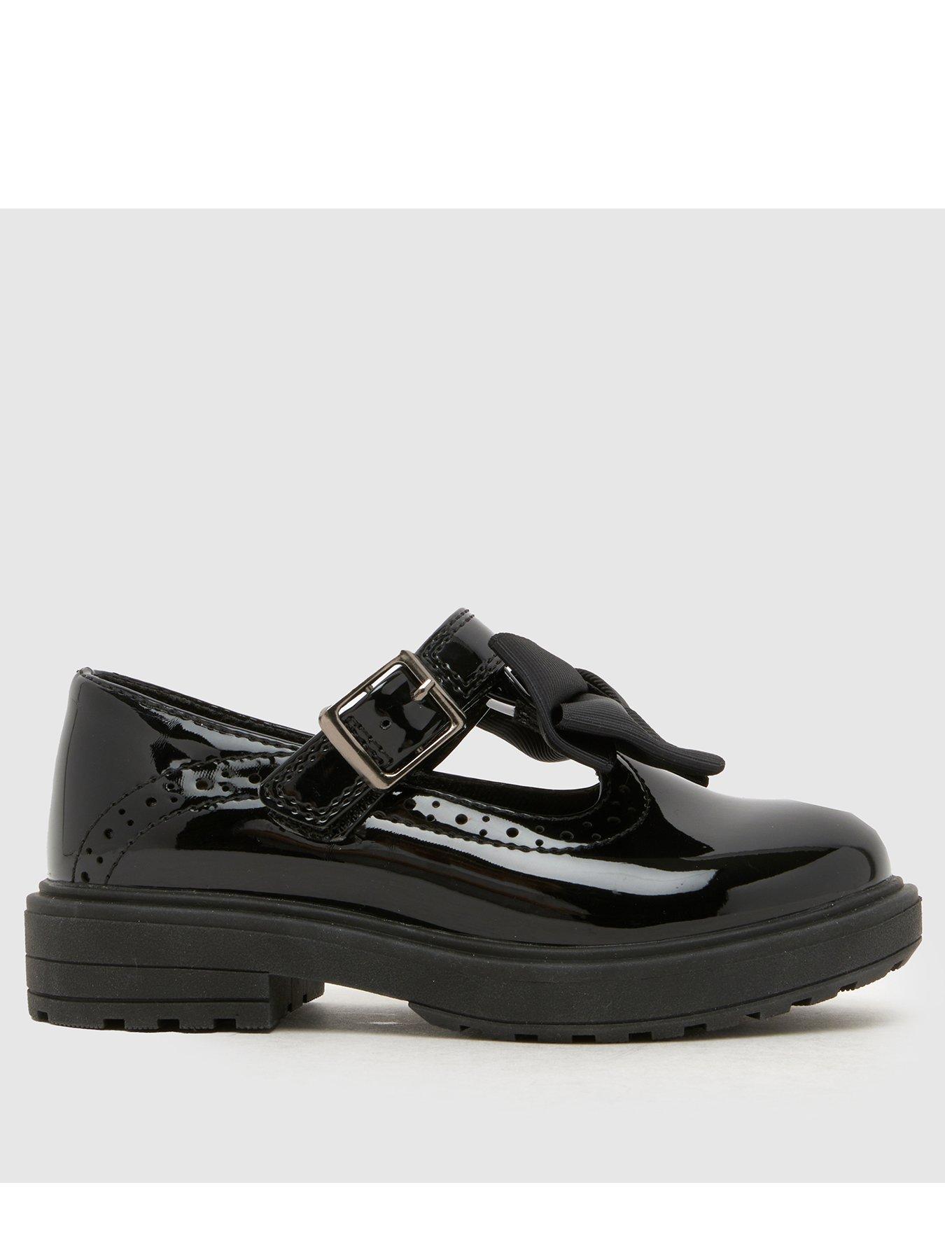 Schuh Patent Bow T-Bar School Shoes - Black