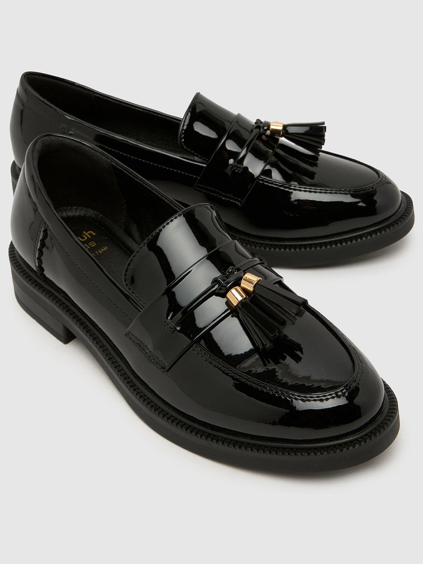Image 3 of 4 of Schuh Girls' Patent Tassel Loafers with Fringe Detail - Black