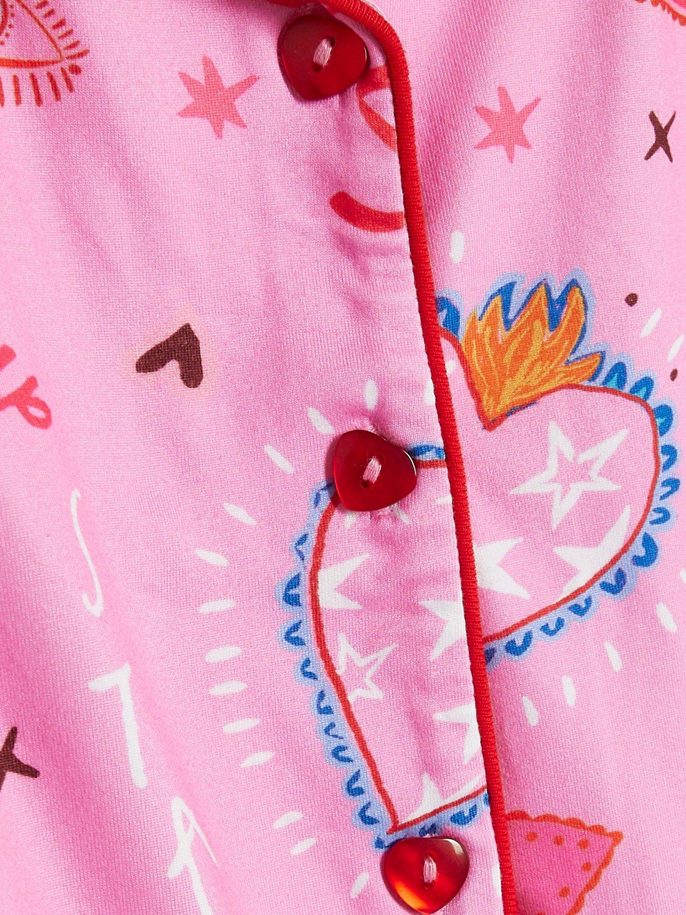 Image 3 of 3 of River Island Girl Cosmic Button Through Pyjama Set - Pink