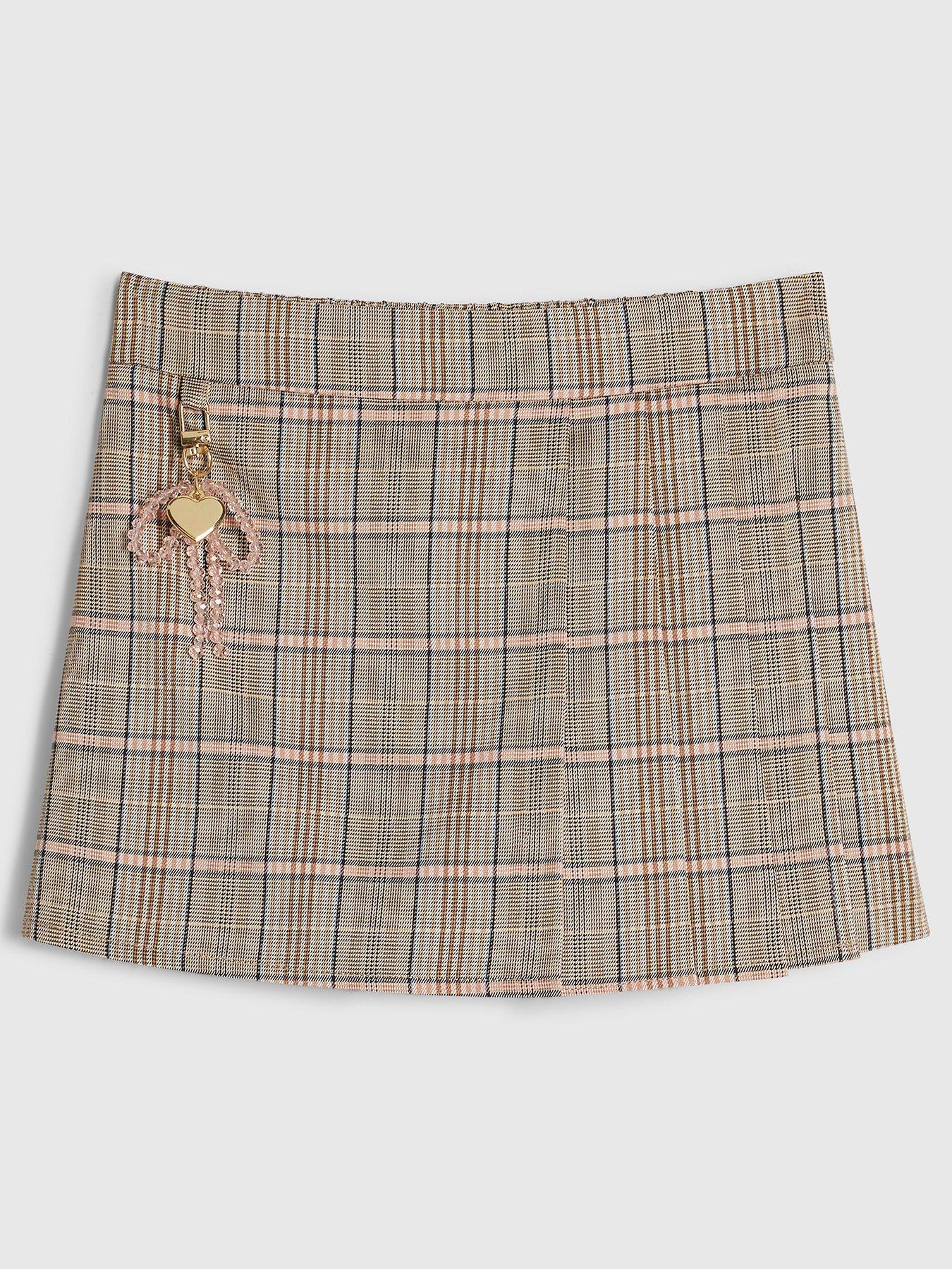 Image 1 of 3 of River Island Girls Check Skort - Brown