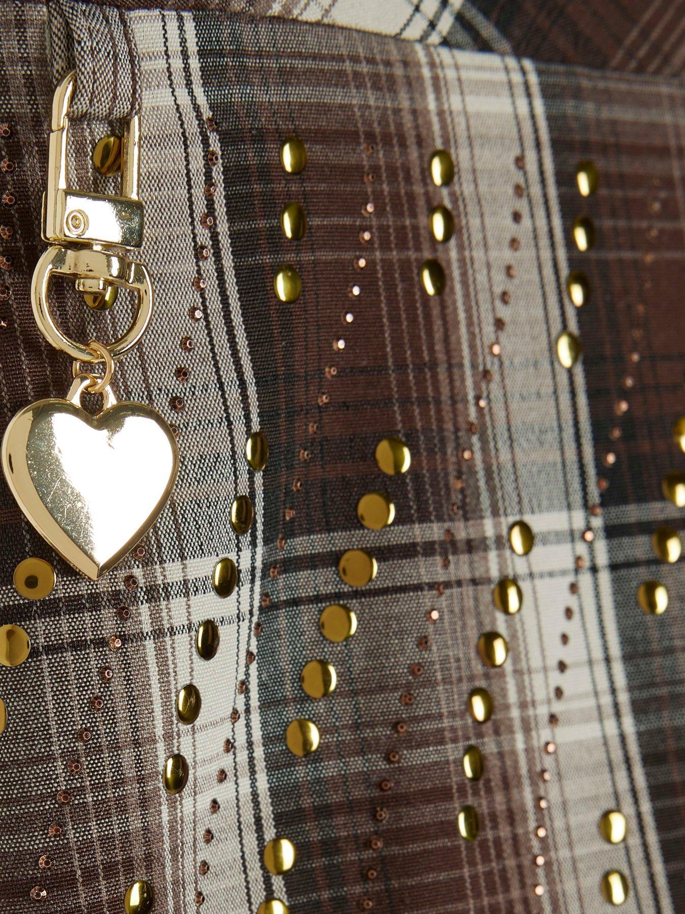 Image 3 of 3 of River Island Girls Check Stud Skort - Brown