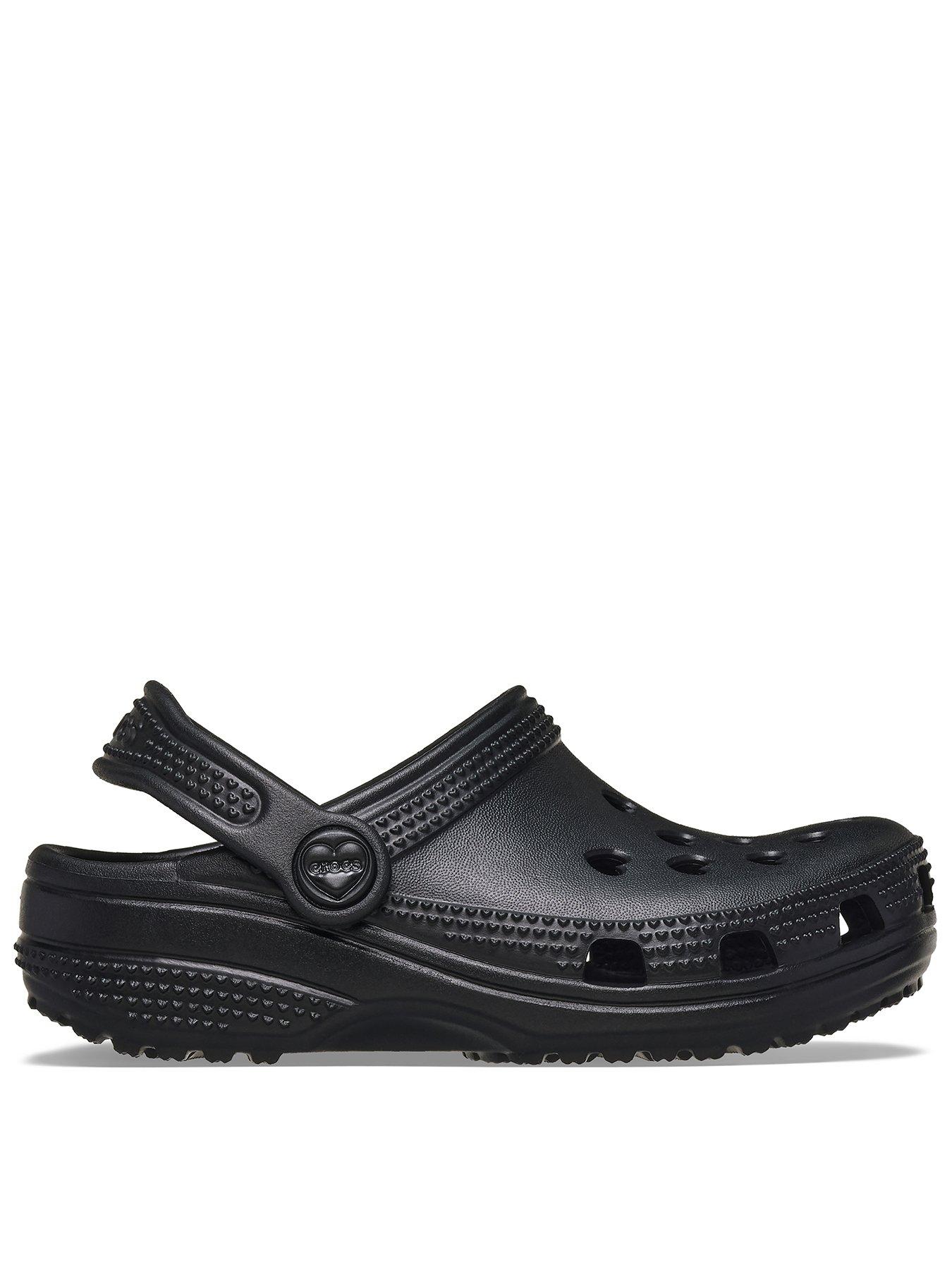 Image 1 of 6 of Crocs Girls Hearts Cut-Out Strap Clogs - Black