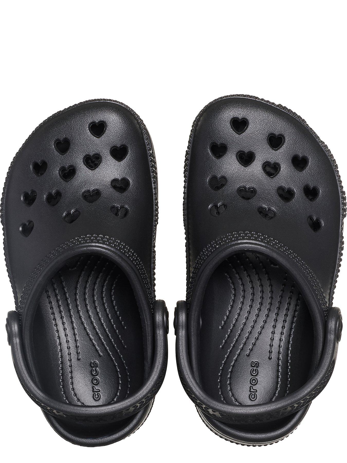 Image 4 of 6 of Crocs Girls Hearts Cut-Out Strap Clogs - Black
