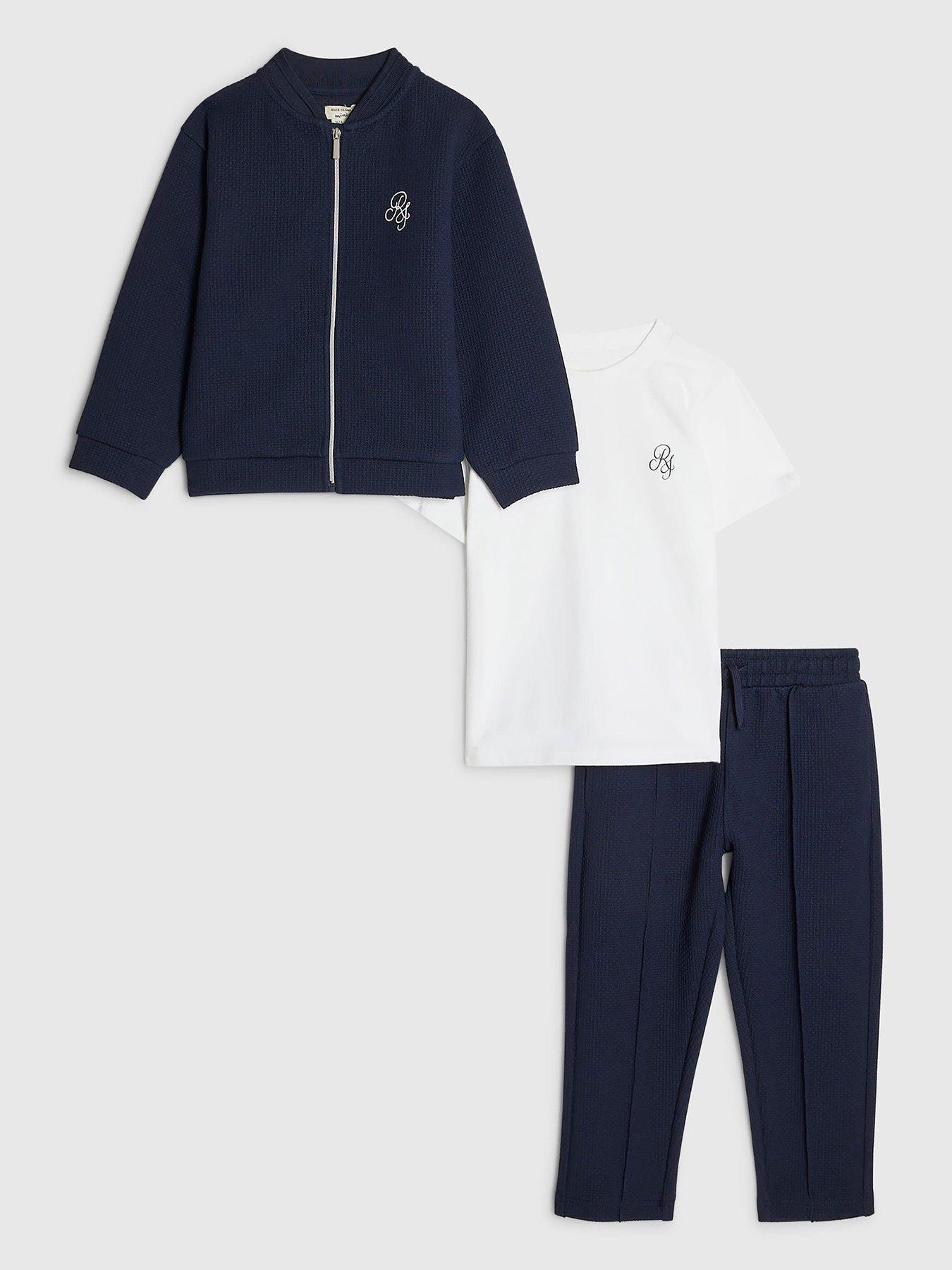 River Island Mini Boys Bomber Jacket 3 Piece Set - Navy