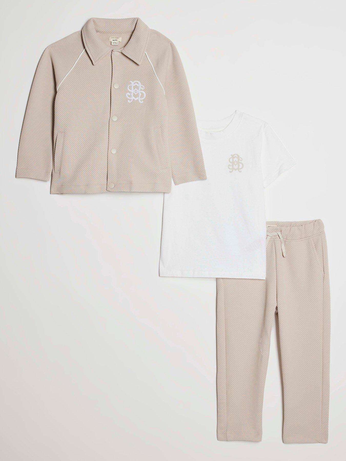 Image 1 of 5 of River Island Mini Boys Jacket 3 Piece Set - Beige