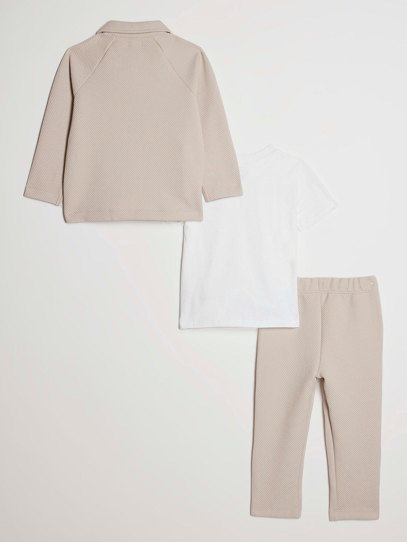 Image 2 of 5 of River Island Mini Boys Jacket 3 Piece Set - Beige