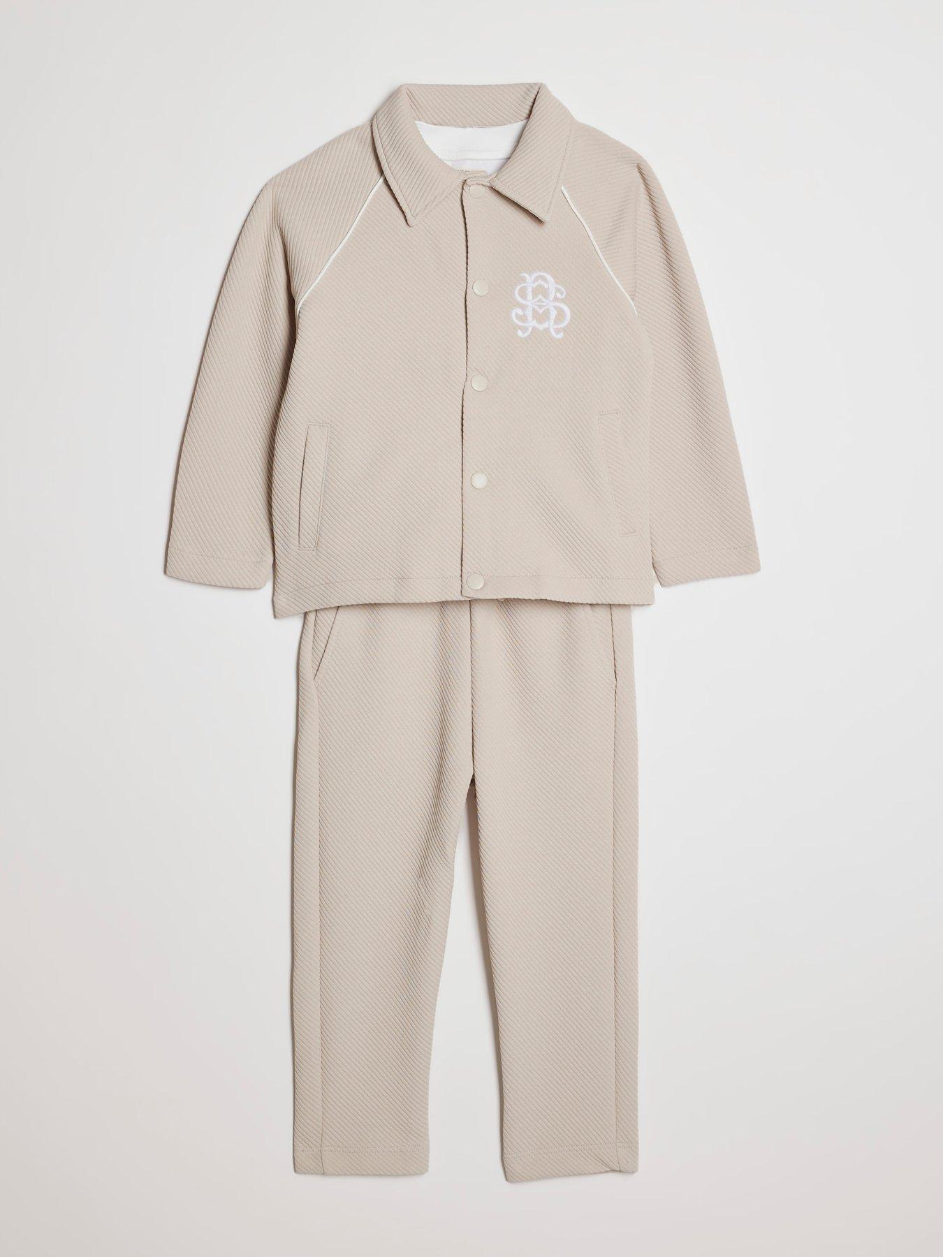 Image 3 of 5 of River Island Mini Boys Jacket 3 Piece Set - Beige
