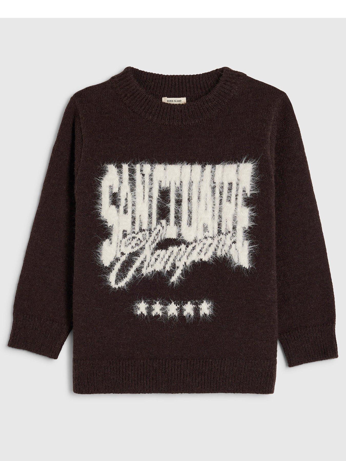 River Island Mini Boys Fluffy Sanctuaire Jumper - Brown