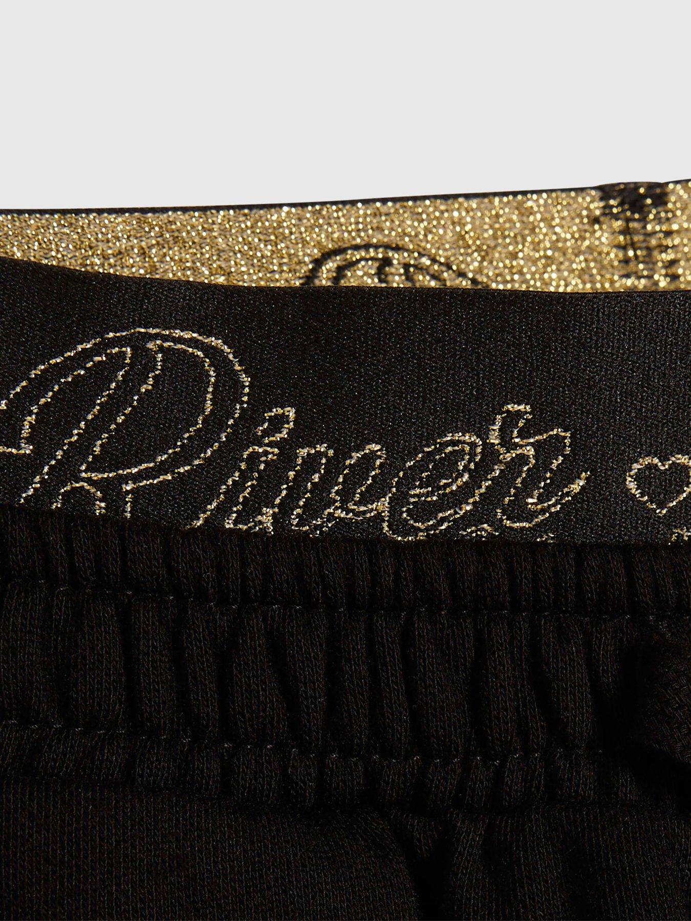 Image 3 of 4 of River Island Girls Ri Script Wide Leg Joggers - Black
