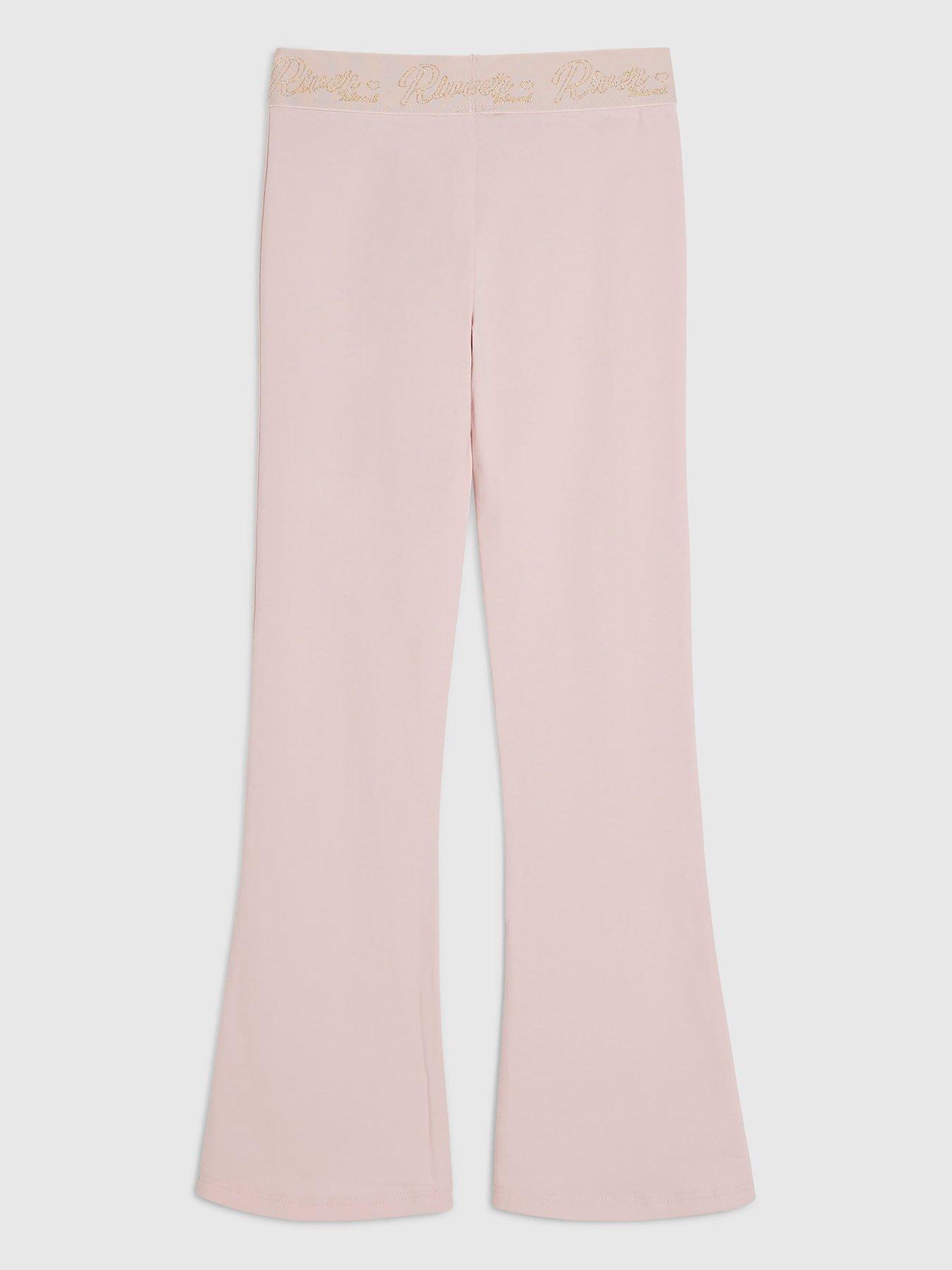 Image 2 of 4 of River Island Girls Scripty Flared Leg Leggings - Pink
