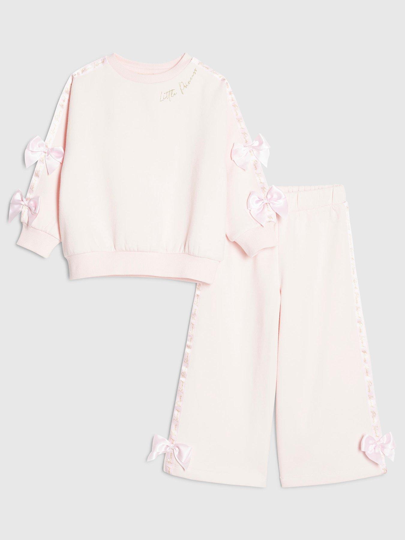 River Island Mini Mini Girls Satin Bow Sweatshirt Set - Pink
