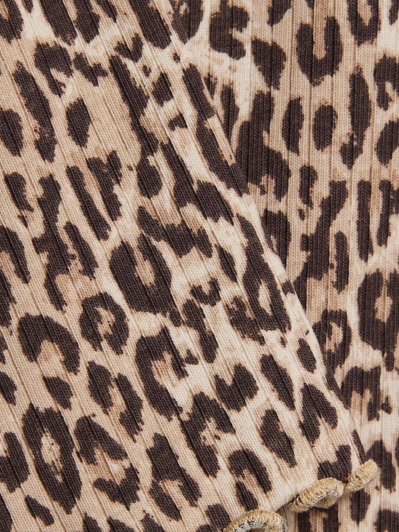 Image 3 of 4 of River Island Mini Mini Girls Leopard Print Cardigan Set - Brown
