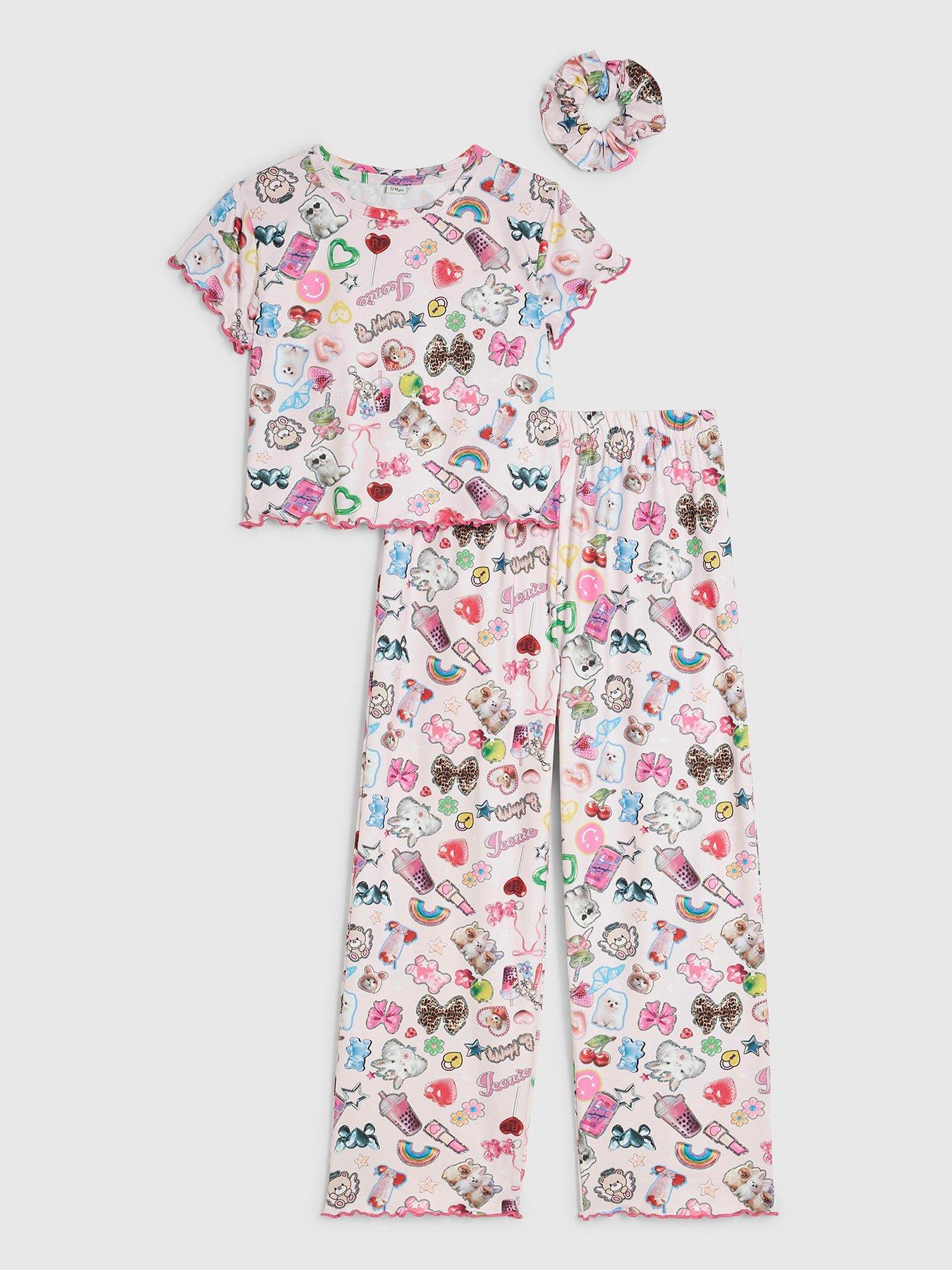 River Island Girls Pink Sticker Print Pyjamas Set - Pink