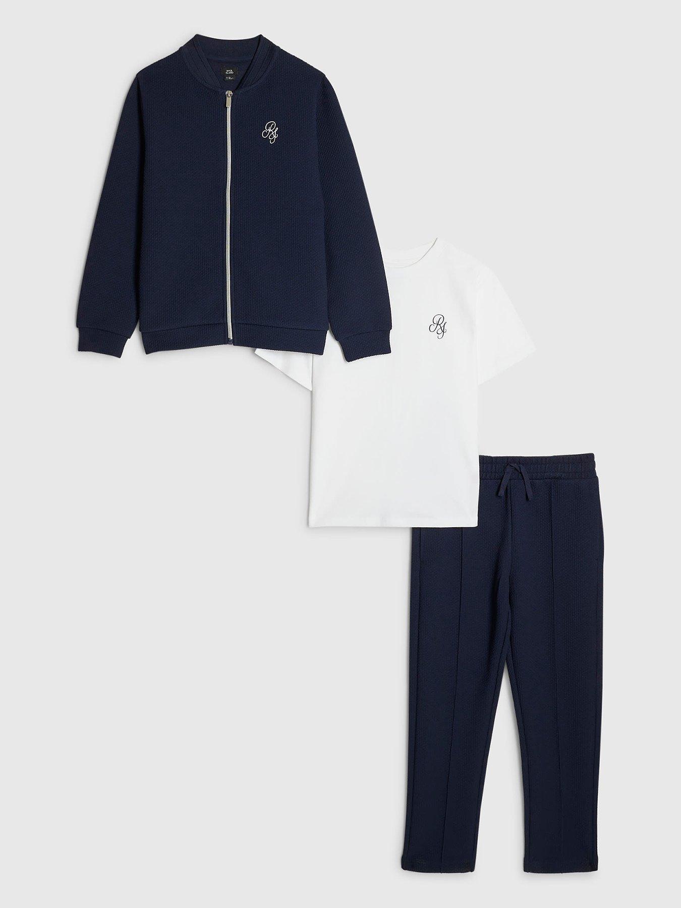 River Island Boys Bomber Jacket 3 Piece Set - Navy