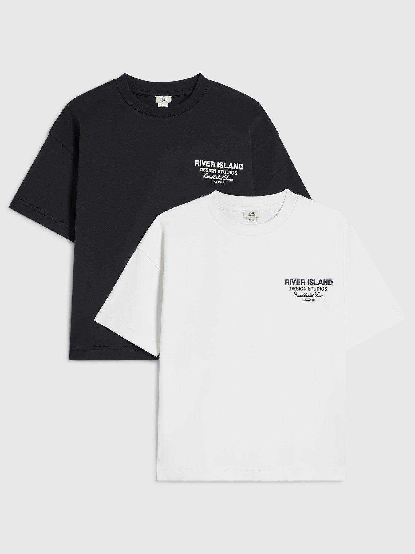 River Island Boys Ri Branded Pack Of 2 T-Shirts - Black