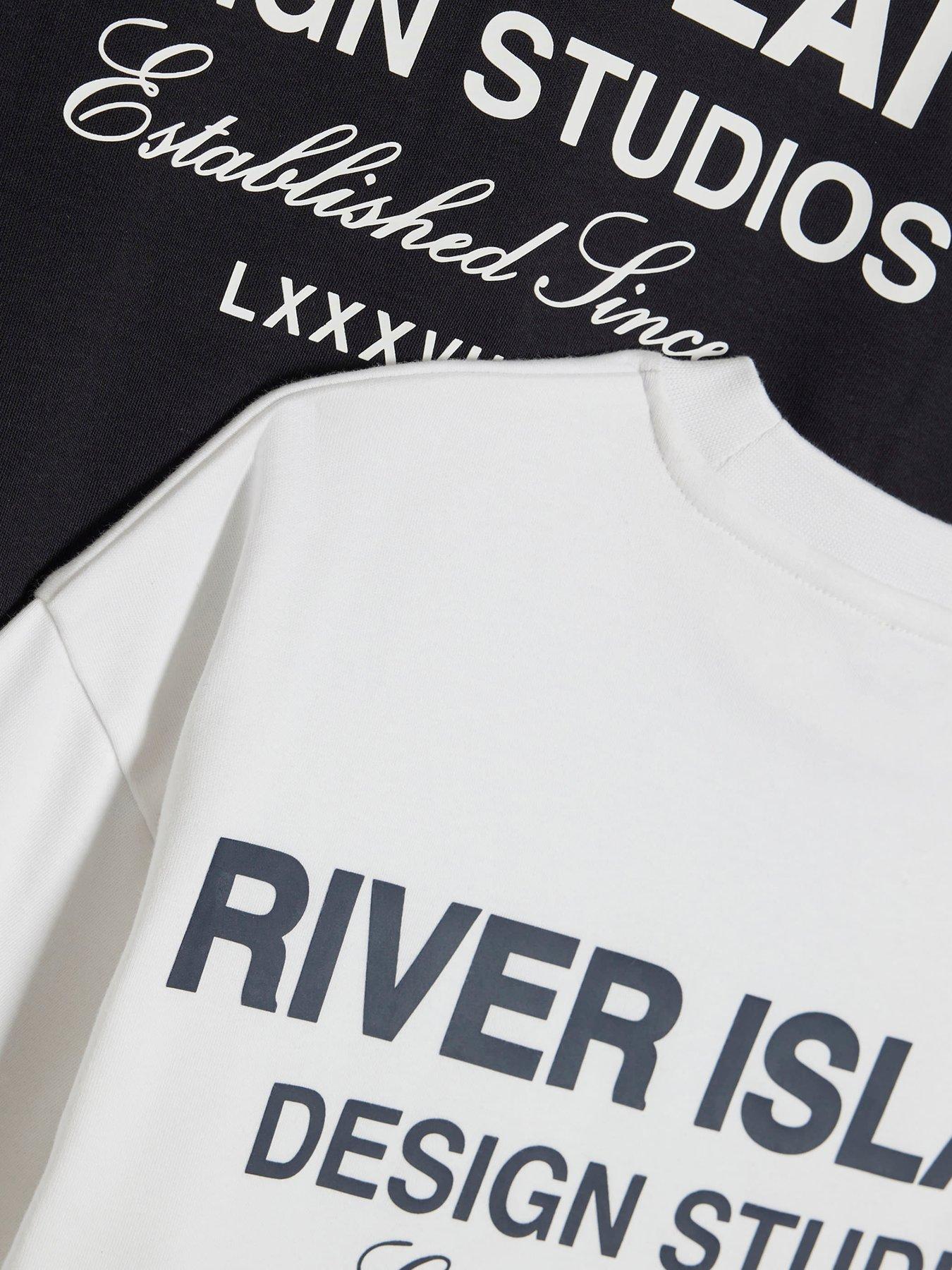Image 3 of 4 of River Island Boys Ri Branded Pack Of 2 T-shirts - Black