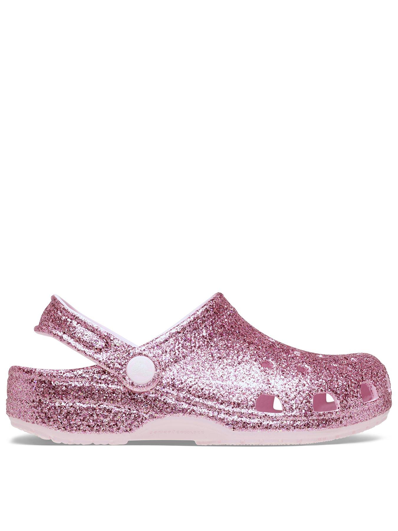 Crocs Junior Classic Chunky Glitter Clog - Pink Milk