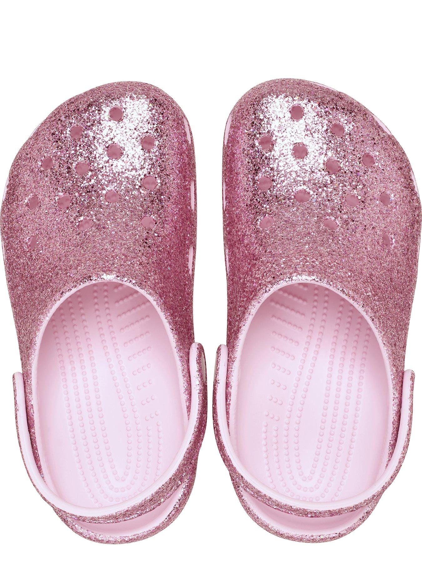 Image 4 of 7 of Crocs Junior Classic Chunky Glitter Clog - Pink Milk