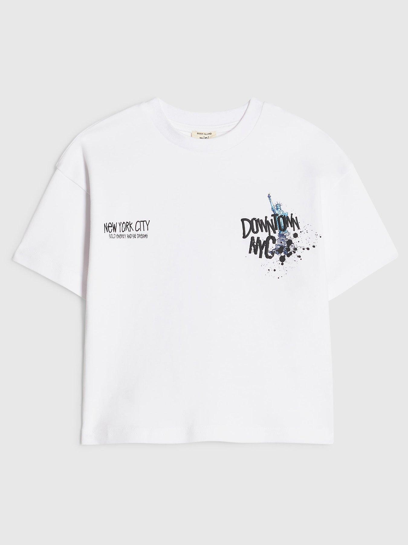 Image 1 of 4 of River Island Mini Boys Downtown Nyc Graphic T-Shirt - White