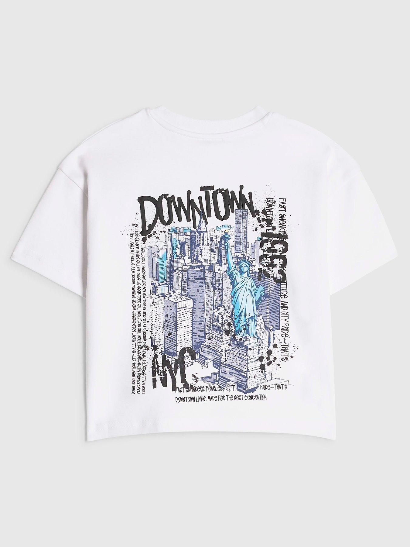 Image 2 of 4 of River Island Mini Boys Downtown Nyc Graphic T-Shirt - White