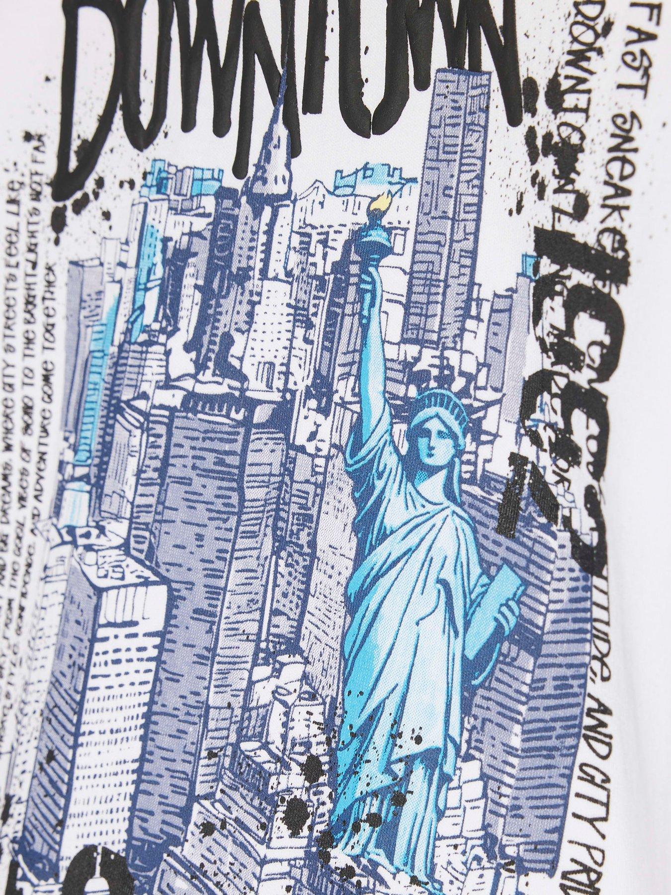 Image 3 of 4 of River Island Mini Boys Downtown Nyc Graphic T-Shirt - White