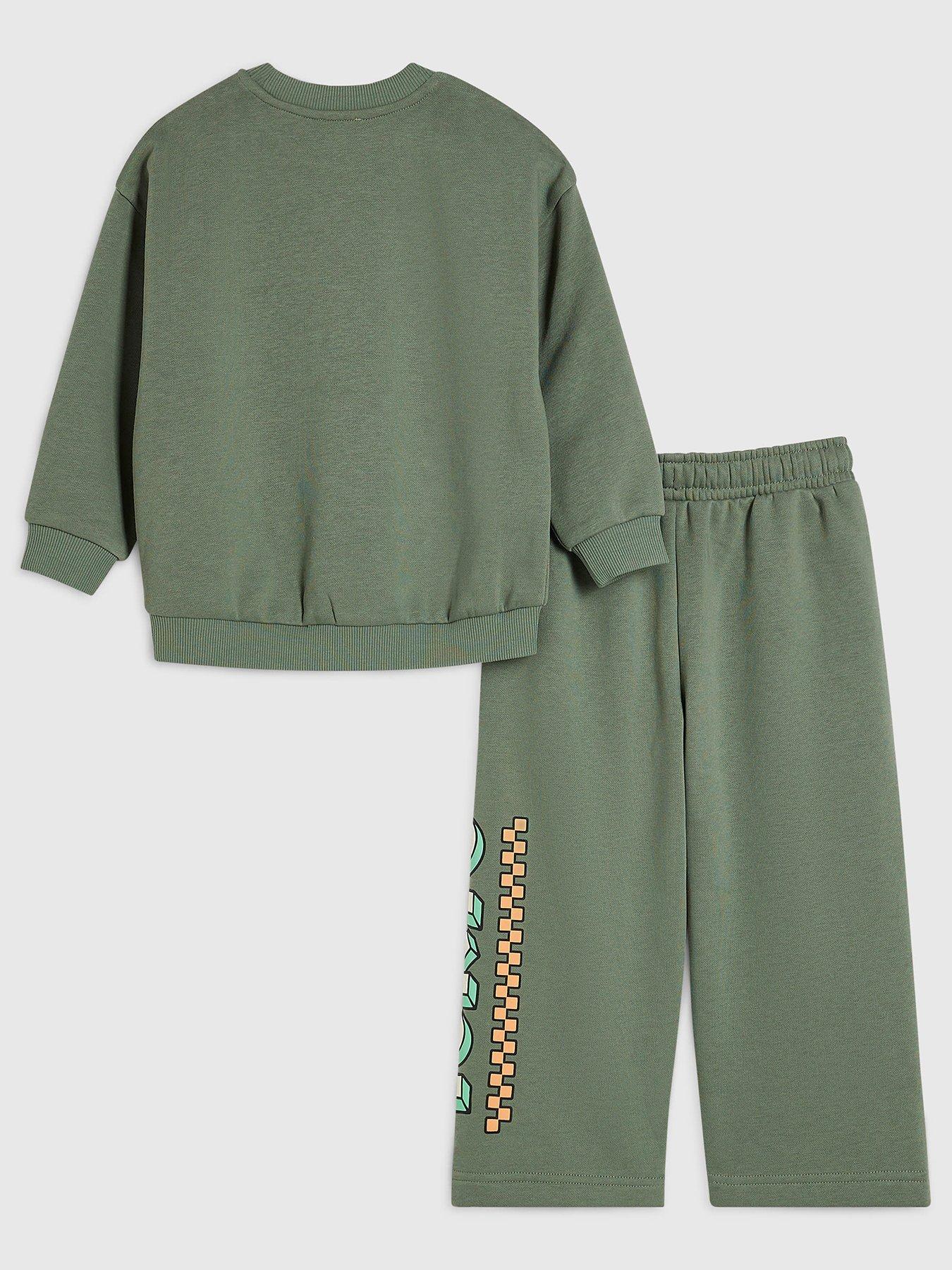 Image 2 of 5 of River Island Mini Mini Boys Tokyo Cartoon Sweatshirt Set - Khaki