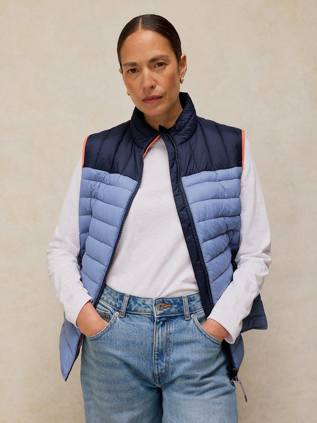 Image 1 of 6 of White Stuff Rhea Quilted Gilet - Blue