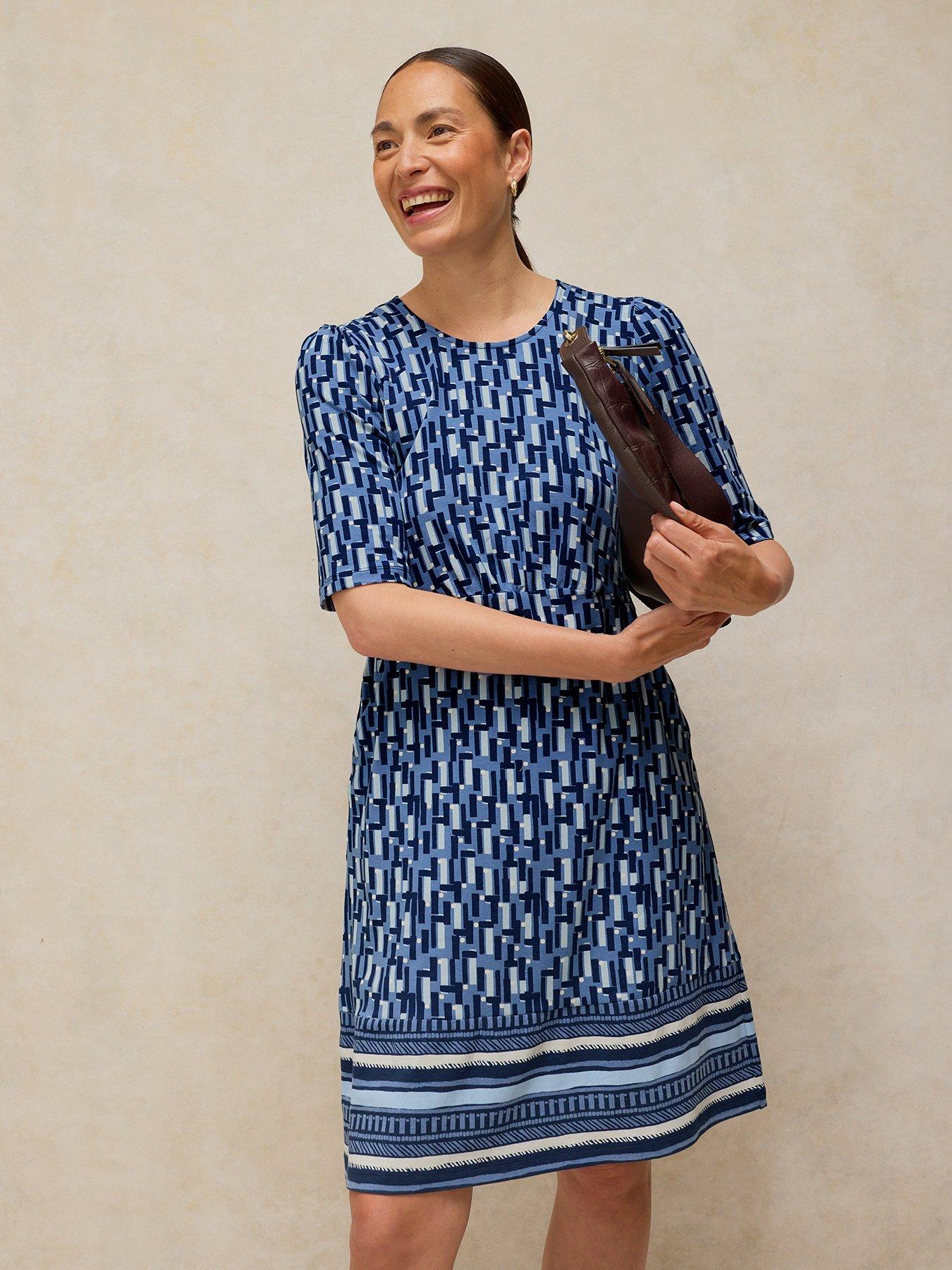 Image 1 of 6 of White Stuff Olivia Jersey Dress - Blue