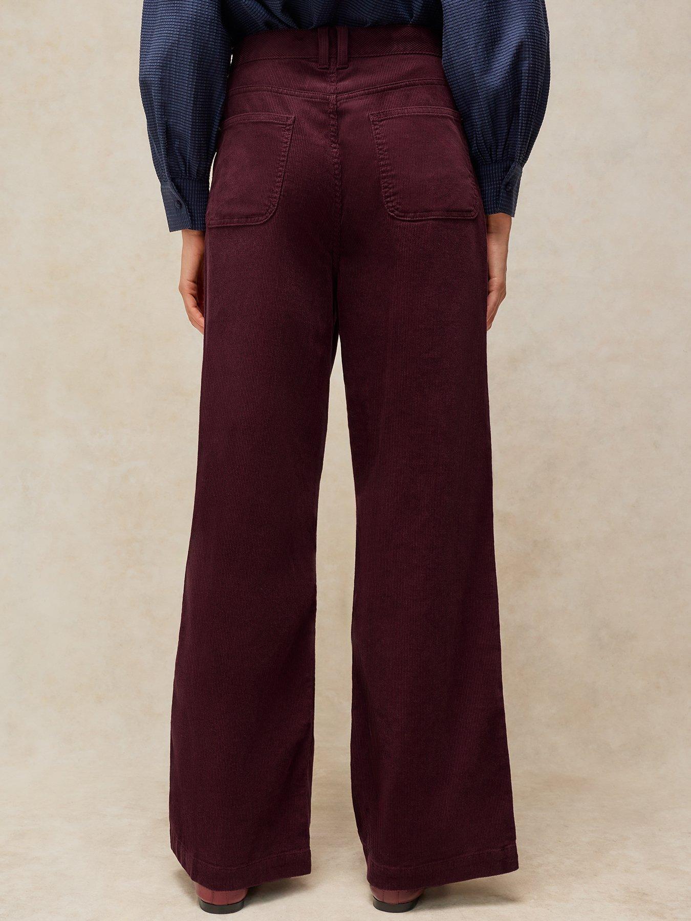 Image 2 of 5 of White Stuff Womens Tia Wide Leg Mid-Rise Cord Trousers - Purple