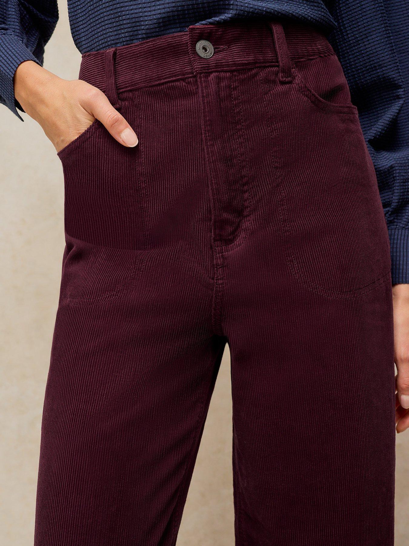 Image 4 of 5 of White Stuff Womens Tia Wide Leg Mid-Rise Cord Trousers - Purple