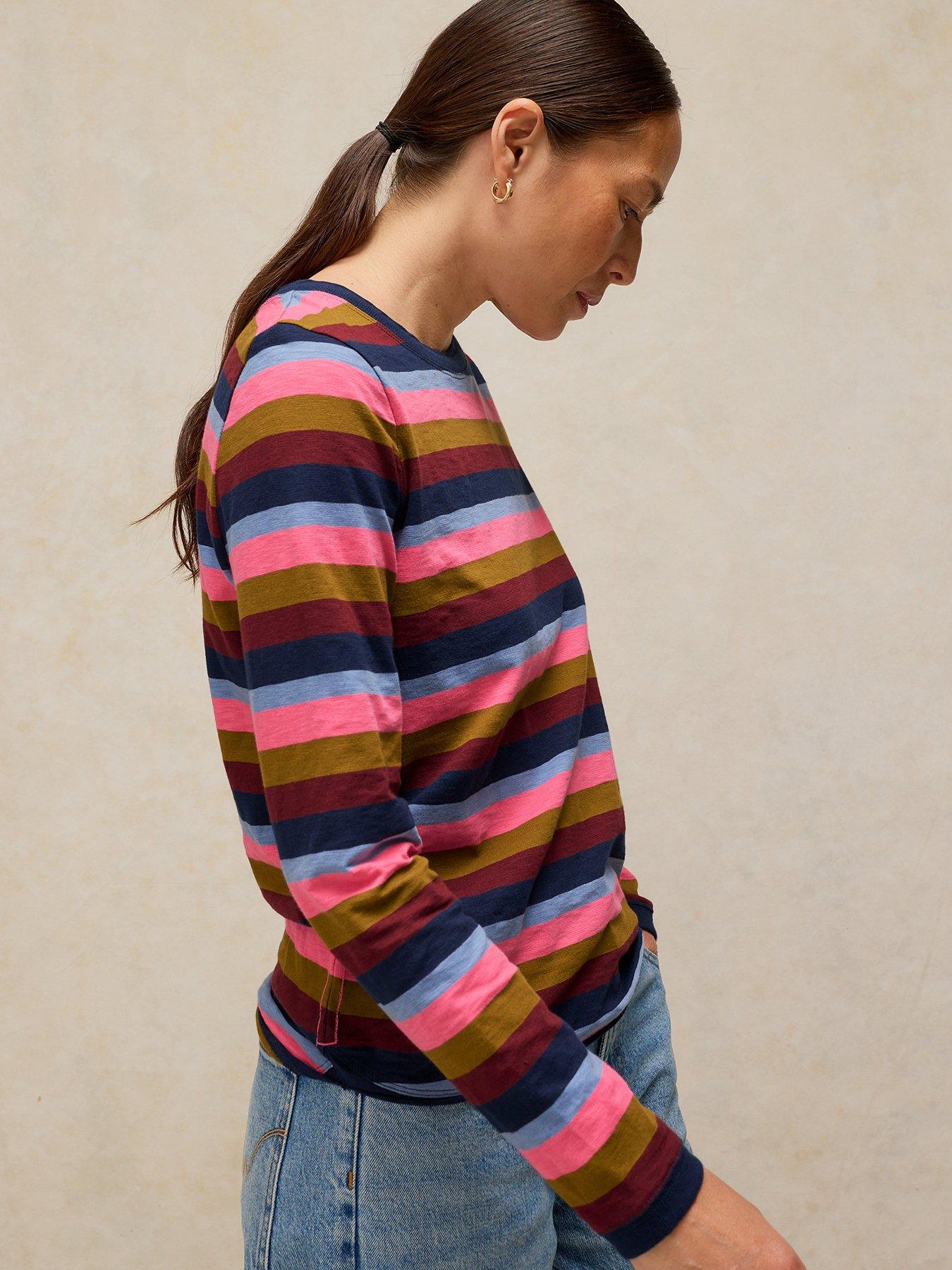 Image 4 of 6 of White Stuff Clara Stripe Long Sleeve Tee - Pink