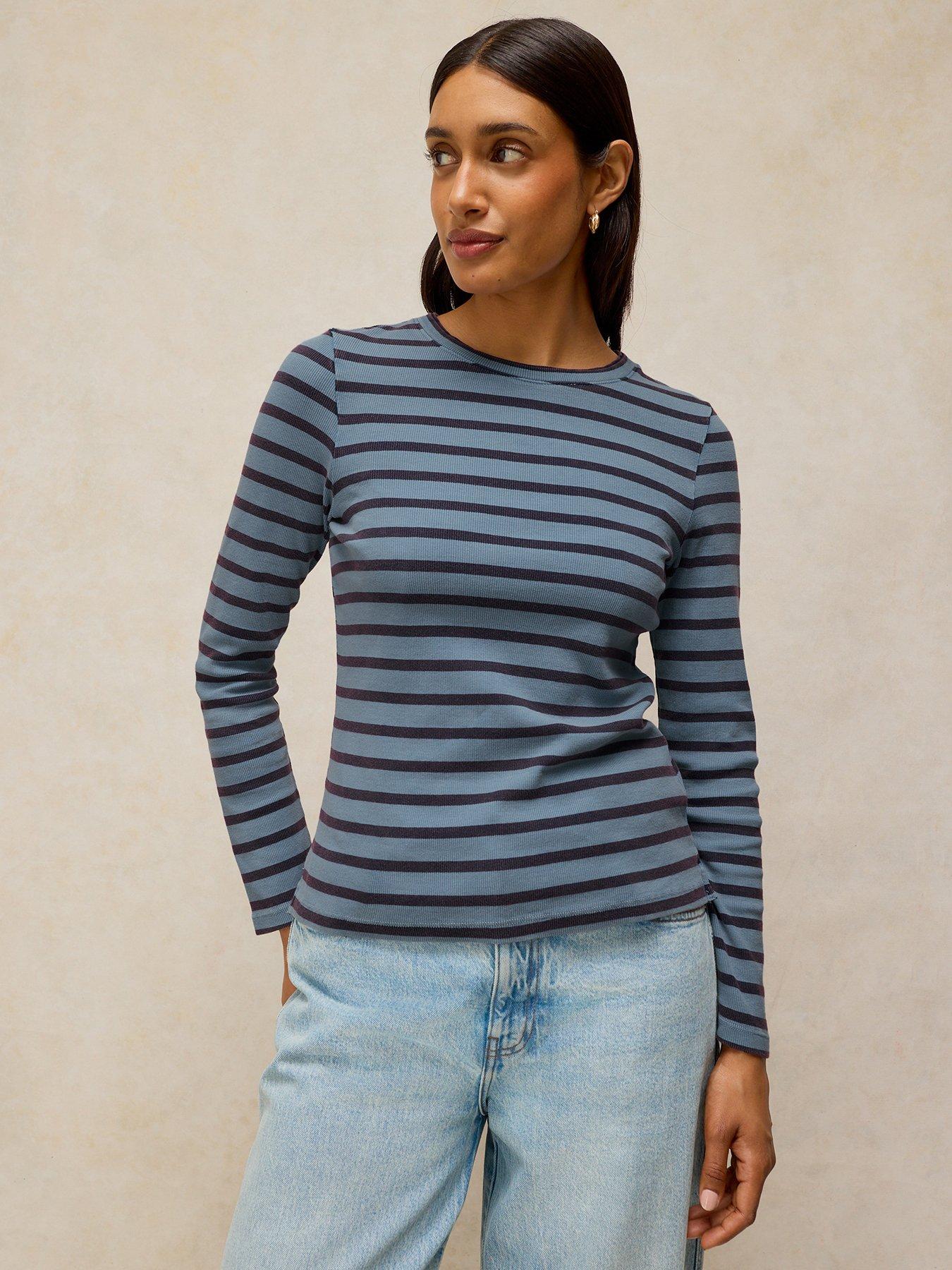 White Stuff Sadie Striped Long Sleeve Top - Blue
