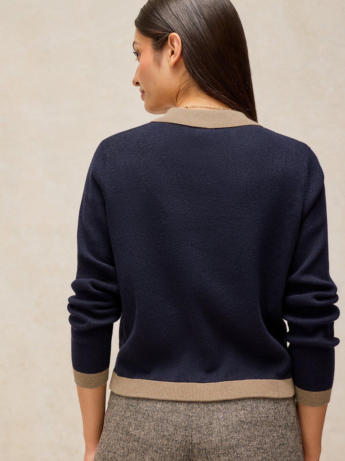Image 2 of 5 of White Stuff Womens Charlotte Contrast Trim Button Through Cardigan - Blue