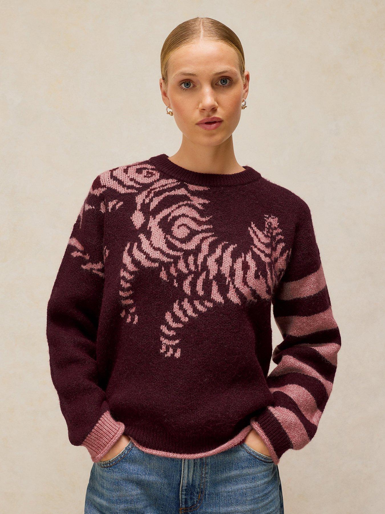 White Stuff Tiger Stripe Jumper - Purple