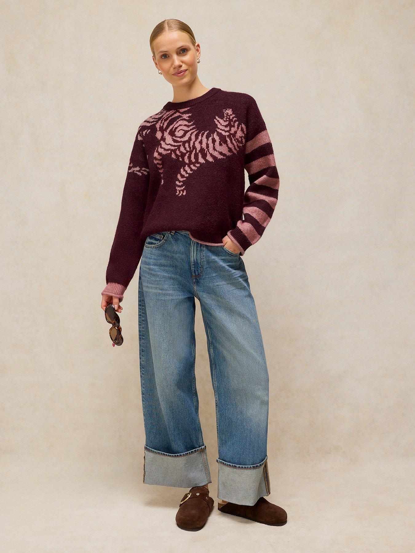 Image 3 of 6 of White Stuff Tiger Stripe Jumper - Purple