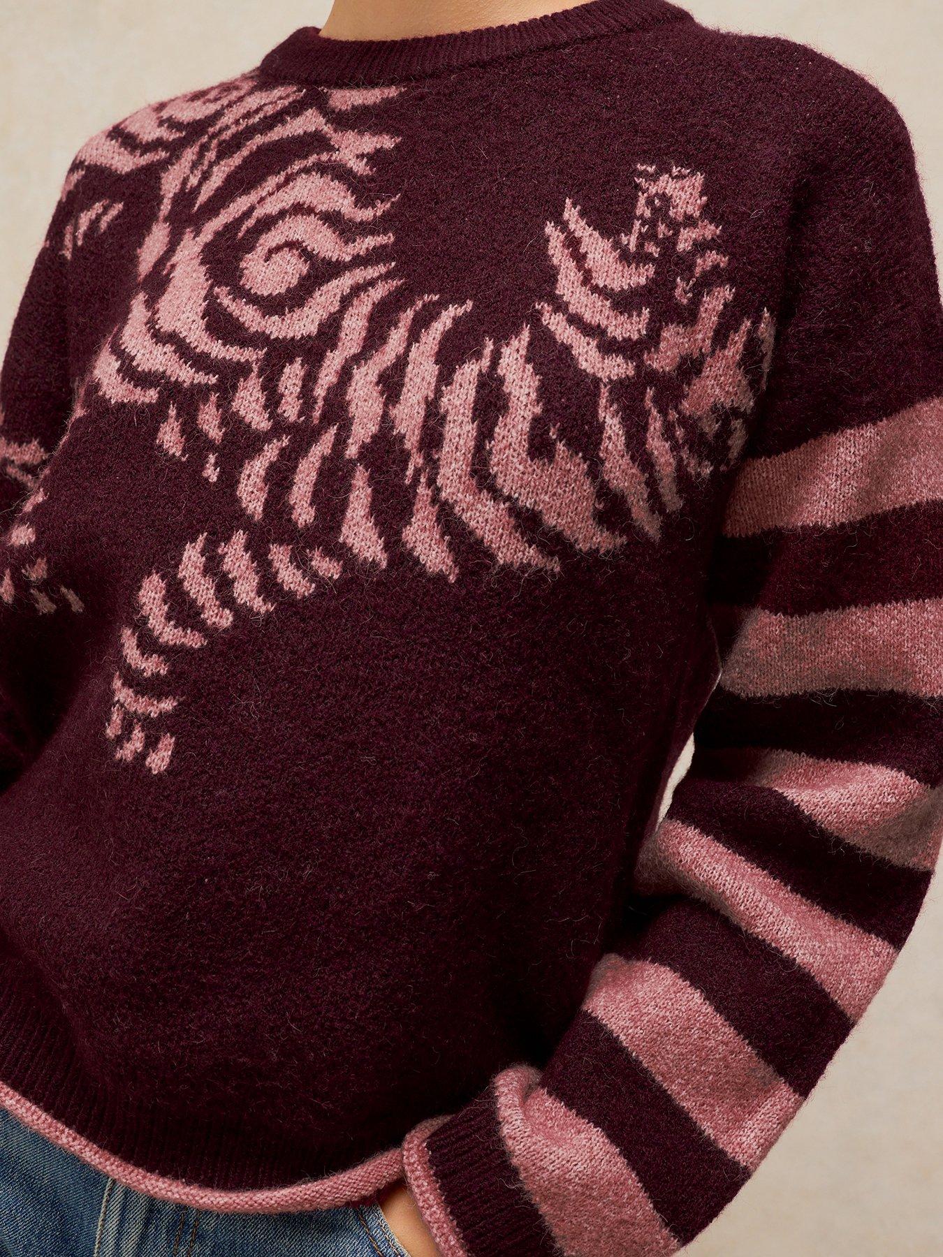 Image 4 of 6 of White Stuff Tiger Stripe Jumper - Purple