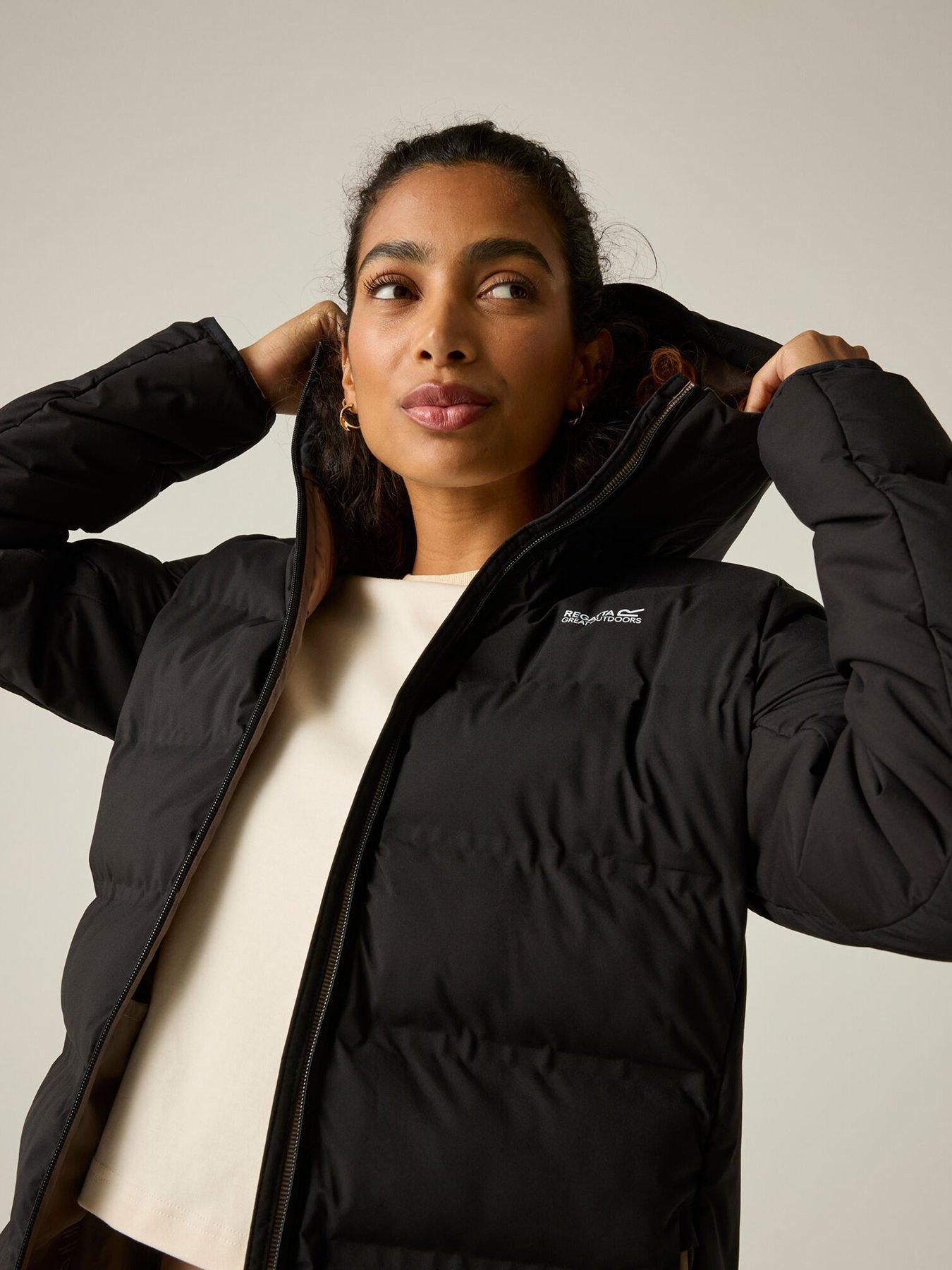 Image 4 of 7 of Regatta Womens Altoro Thermal Long Length Waterproof Hooded Jacket - Black