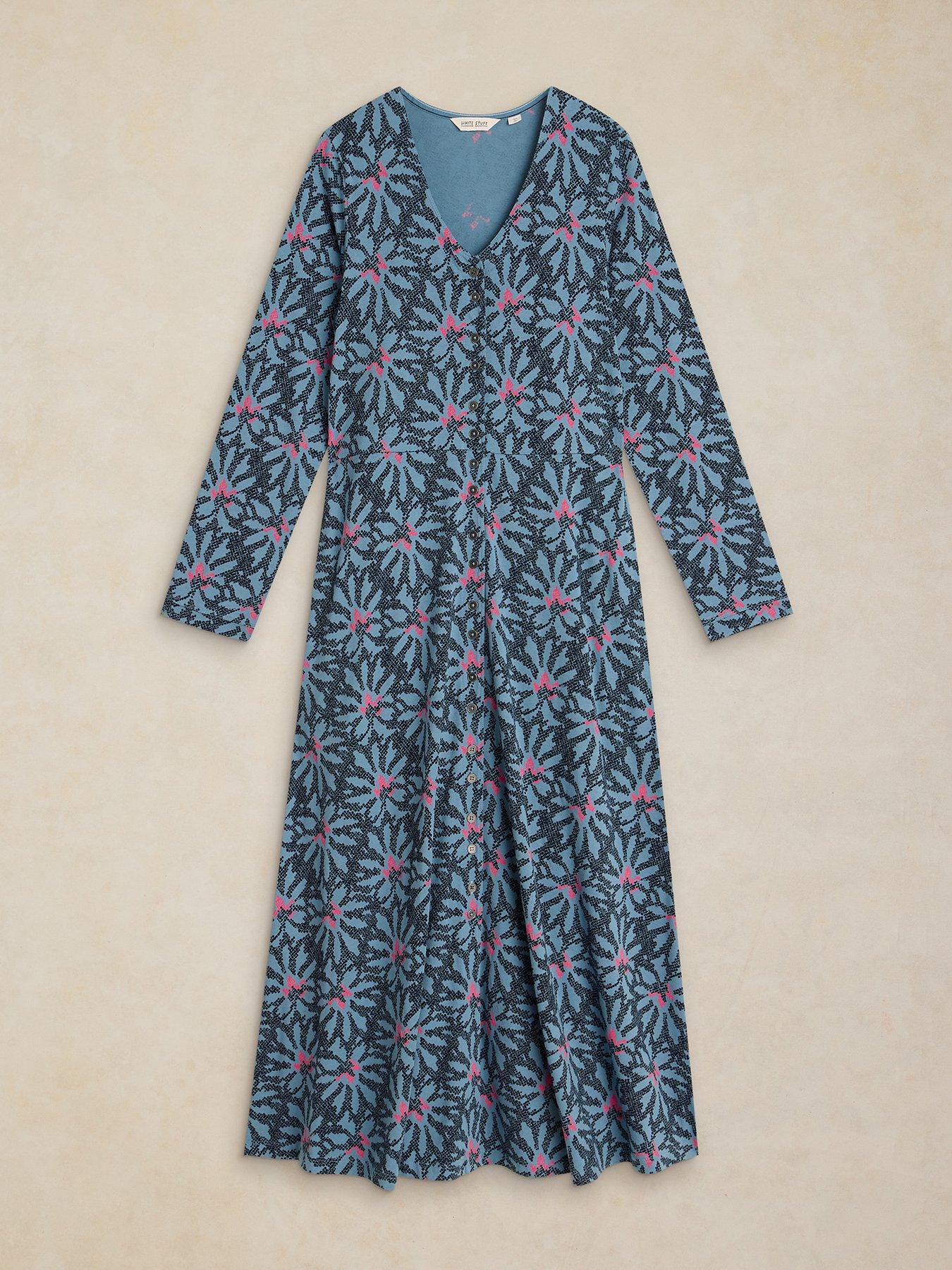 Image 5 of 6 of White Stuff Reese Button Through Dress - Blue