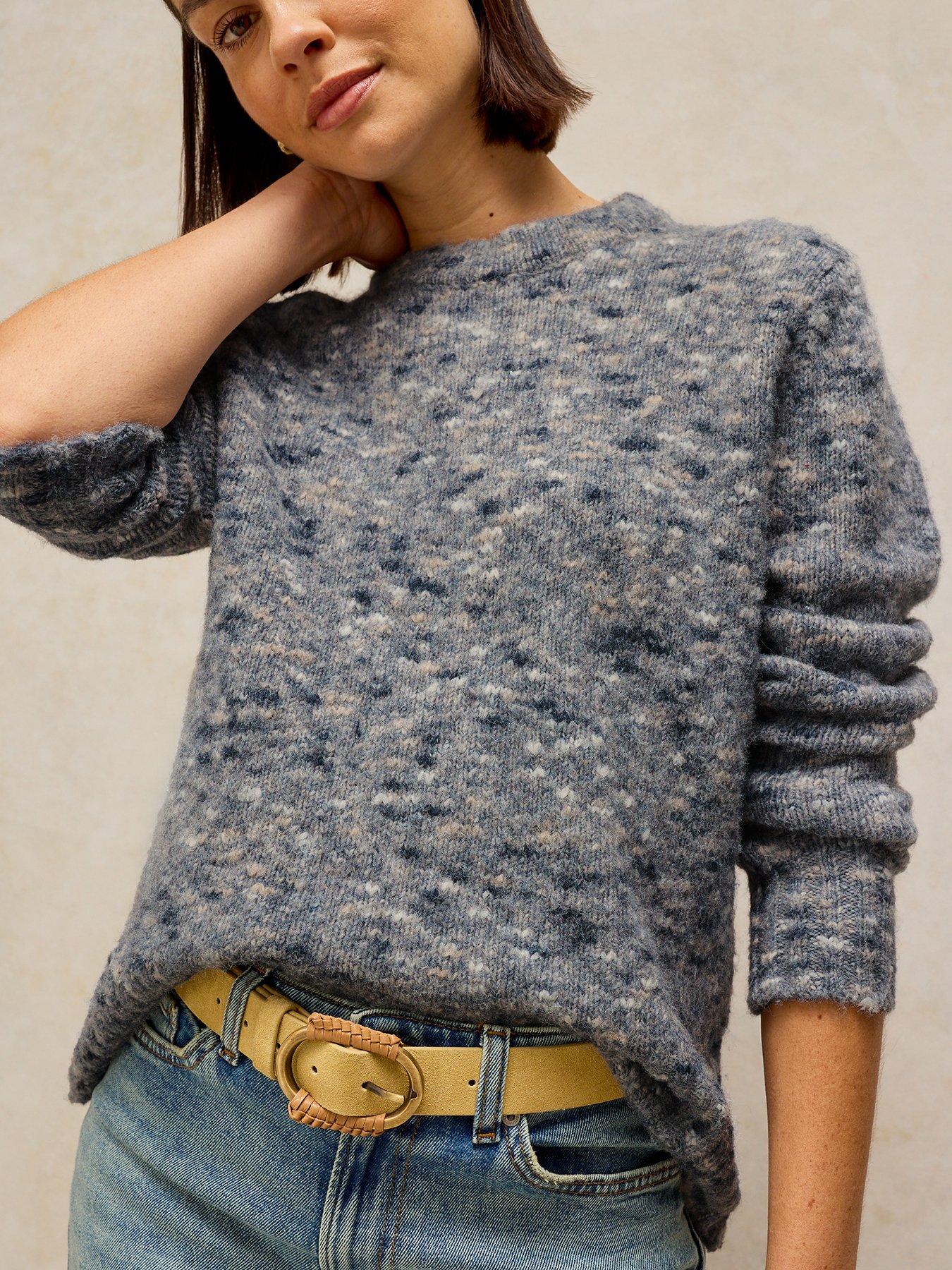Image 4 of 5 of White Stuff Womens Nena Nep Textured Crew Neck Long Sleeve Jumper - Grey